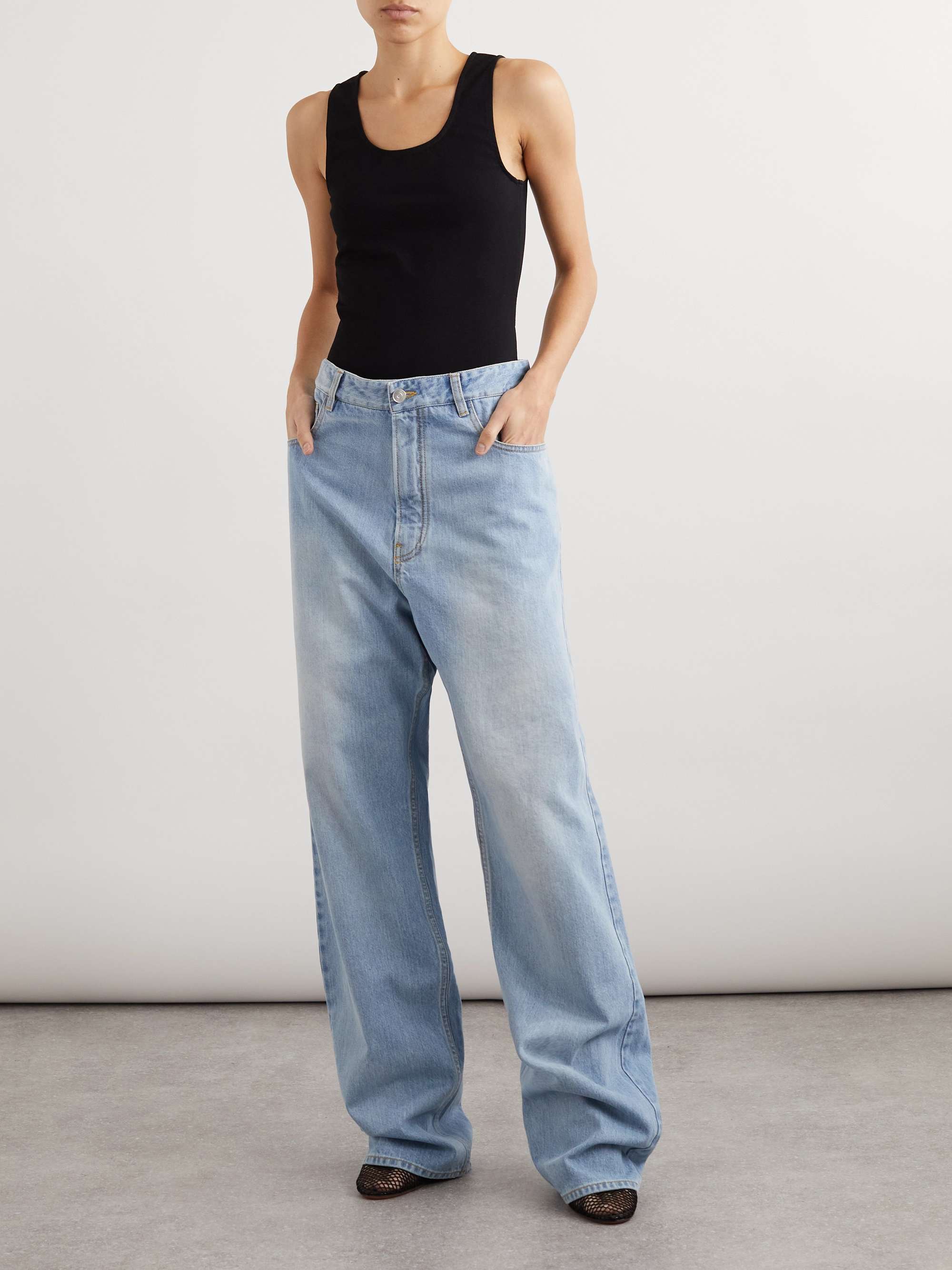 Stretch-knit and denim jumpsuit view