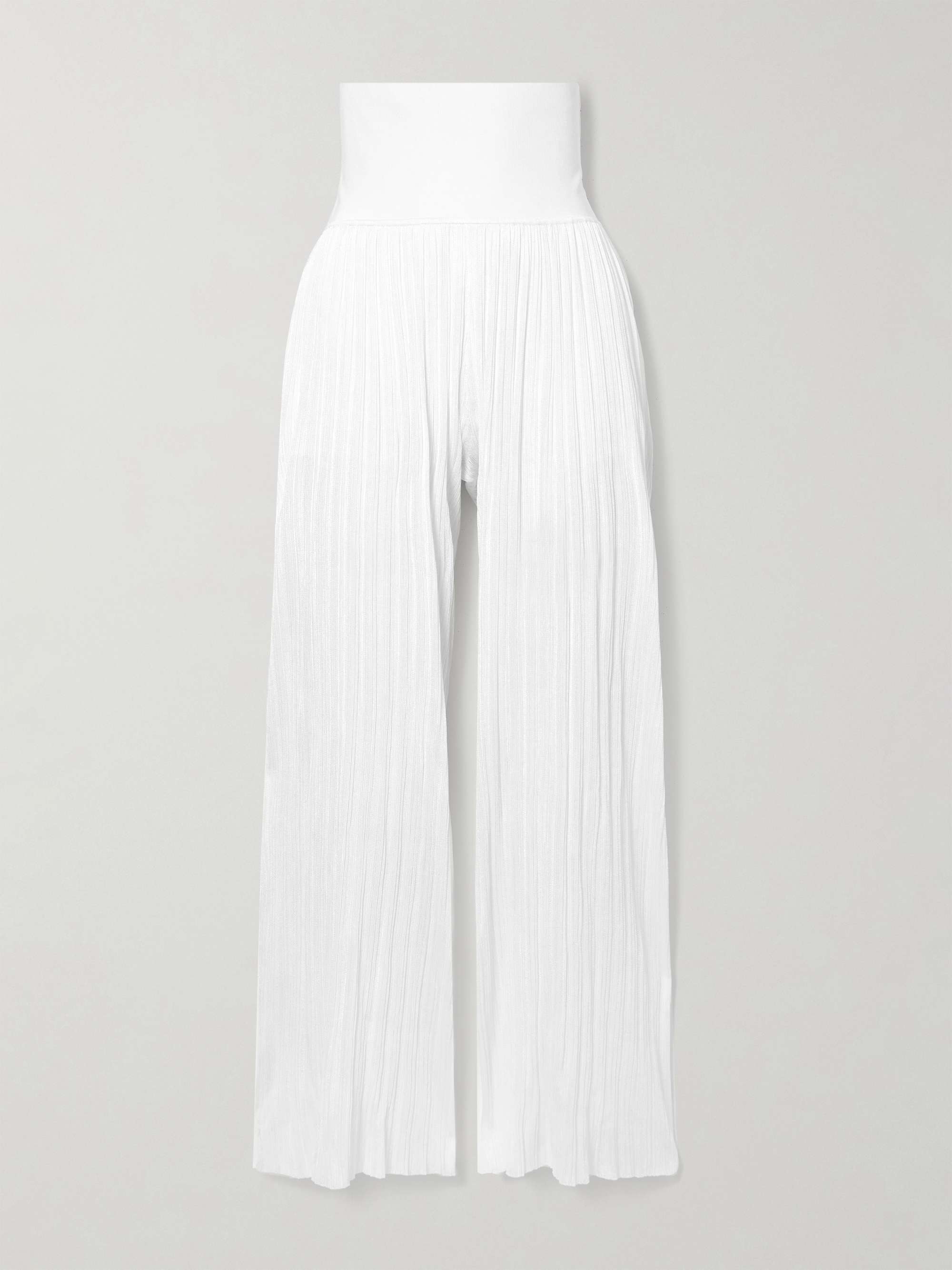 Pleated stretch-knit wide-leg pants view