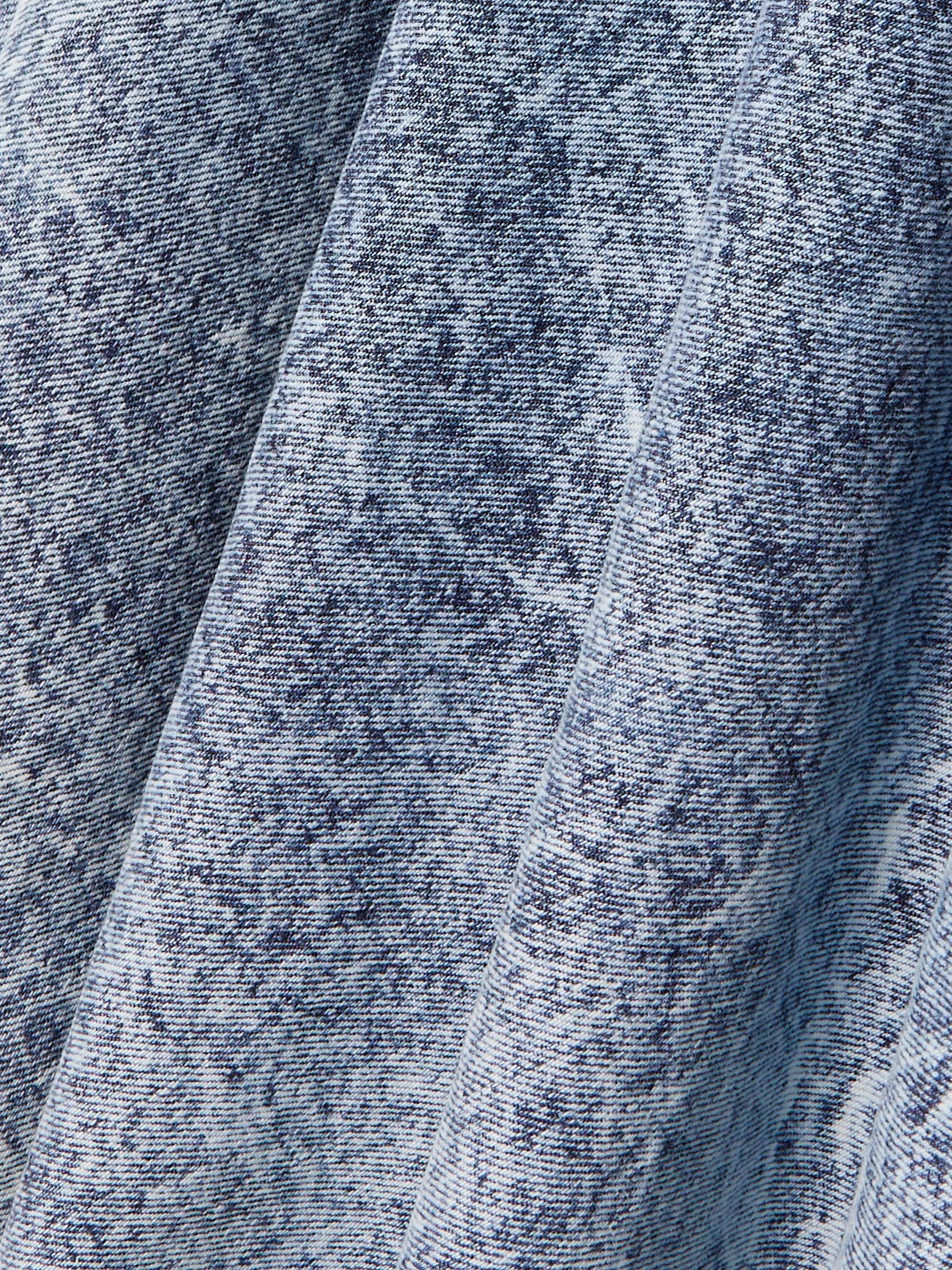 Stretch-knit and pleated denim midi skirt view