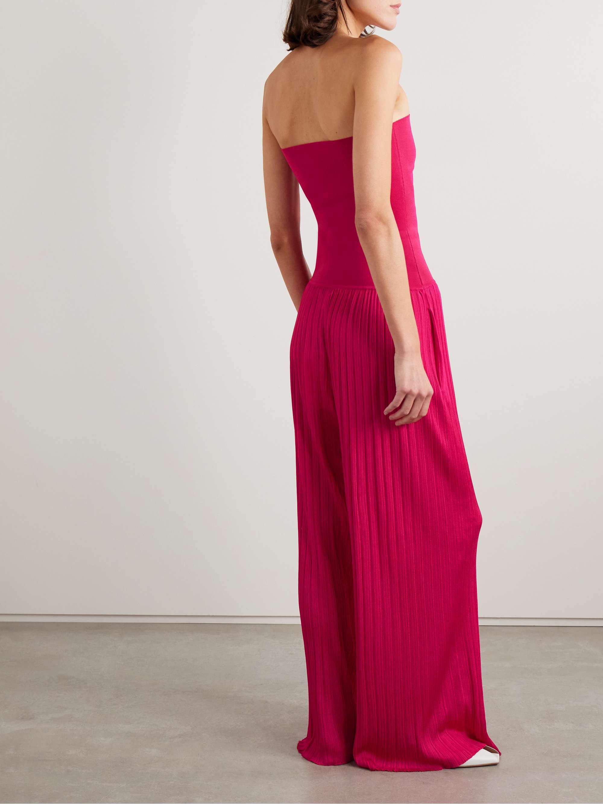 Strapless pleated stretch-knit jumpsuit view