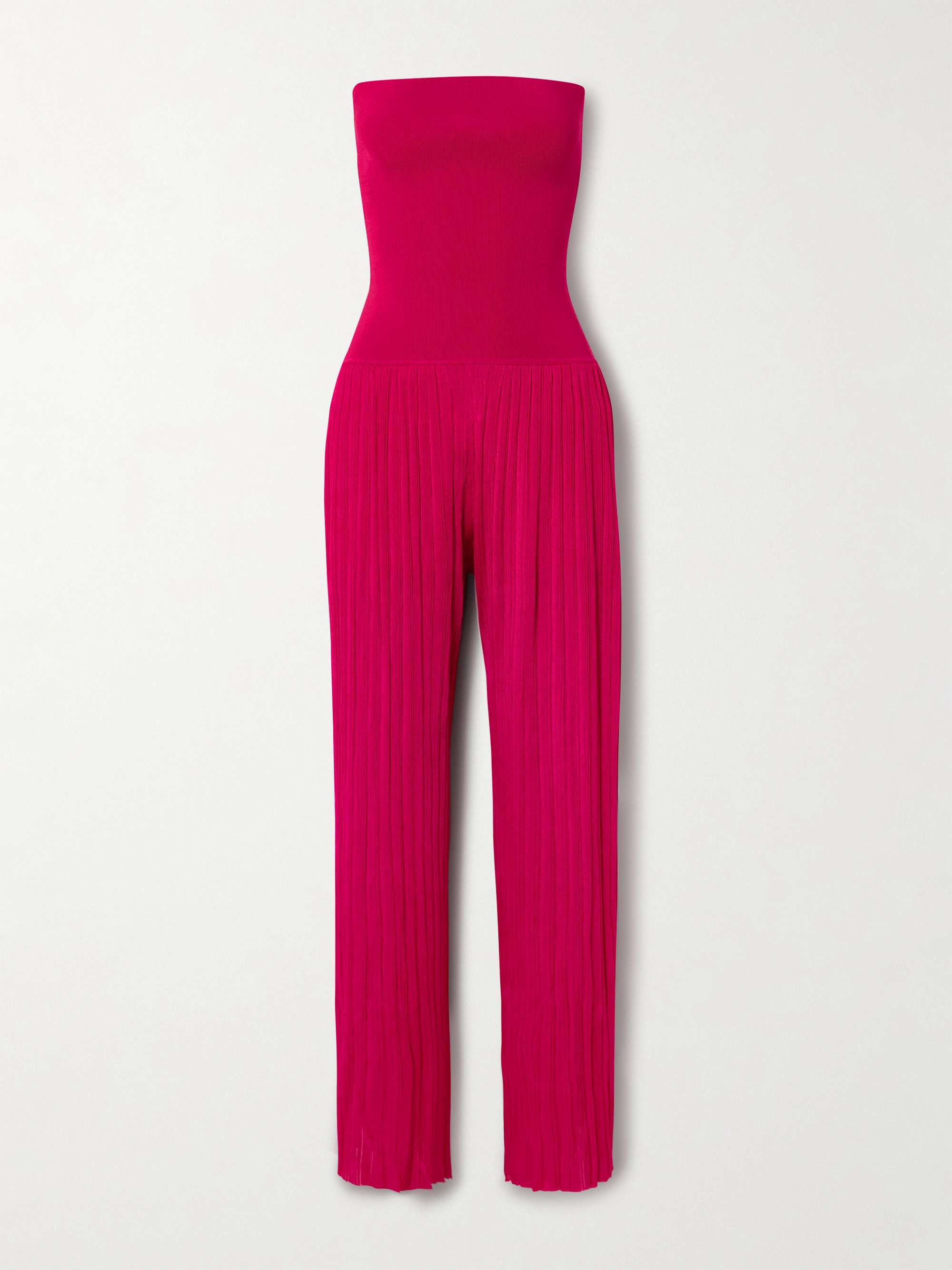 Strapless pleated stretch-knit jumpsuit view
