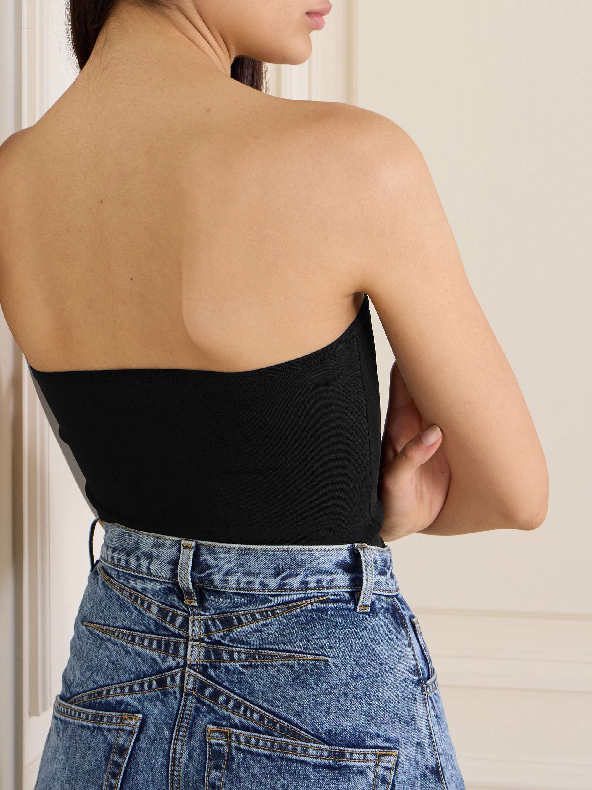 Strapless ponte bodysuit view