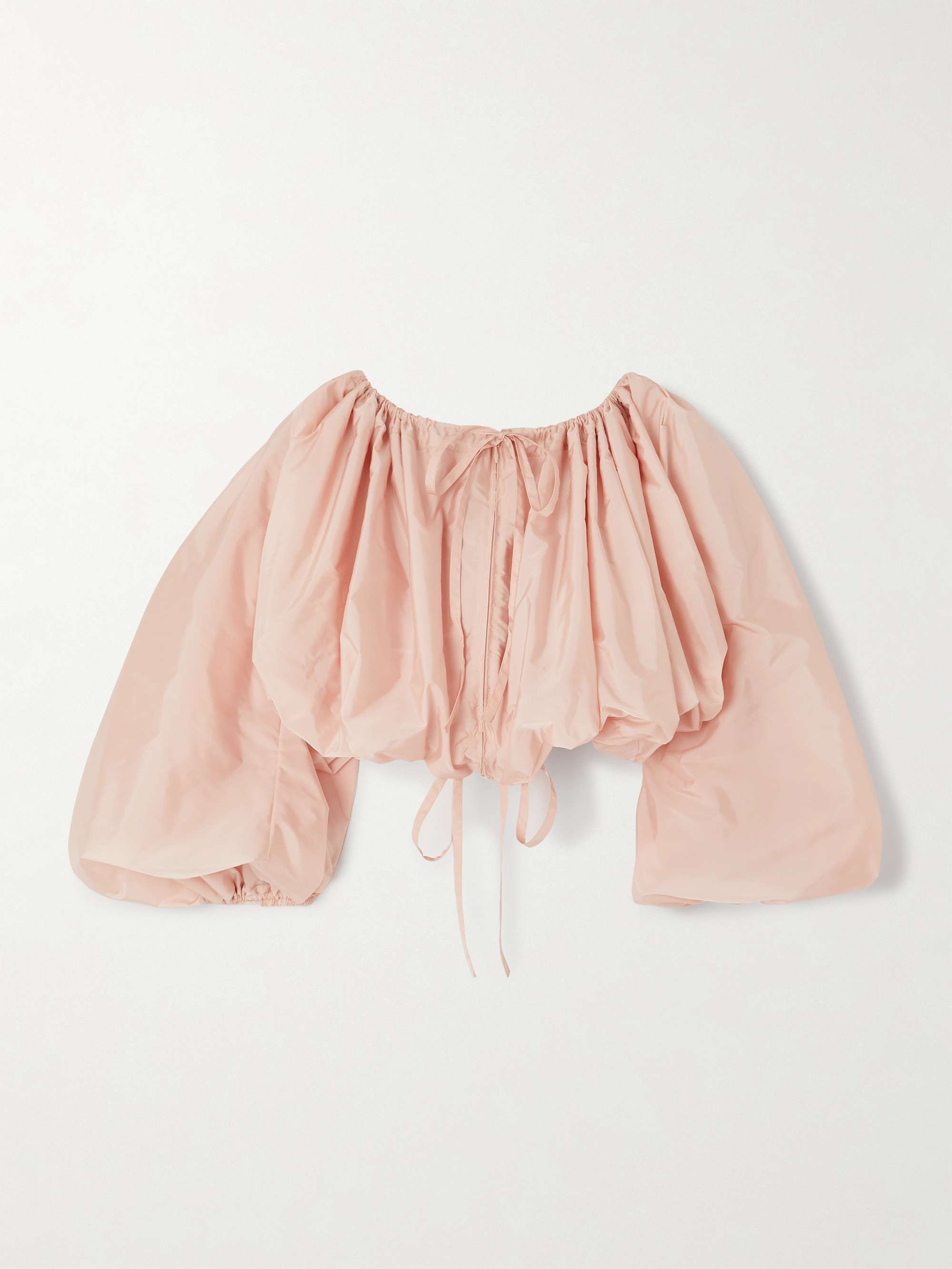 Cropped gathered taffeta blouse view
