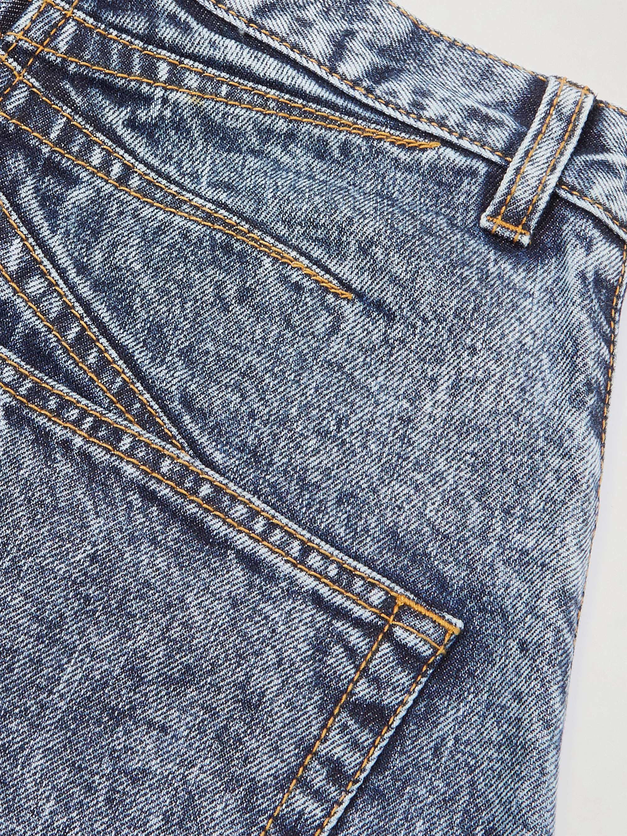 Acid-wash high-rise barrel-leg jeans view