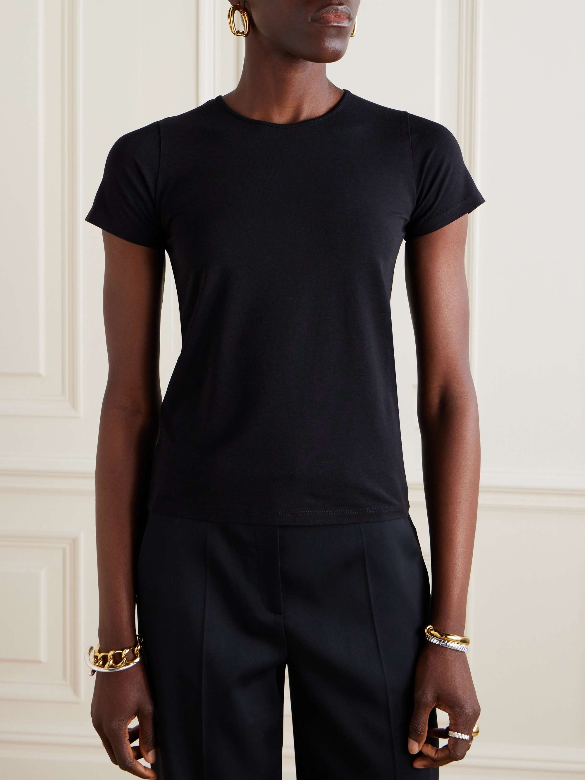 Stretch organic cotton and Lyocell-blend jersey T-shirt view