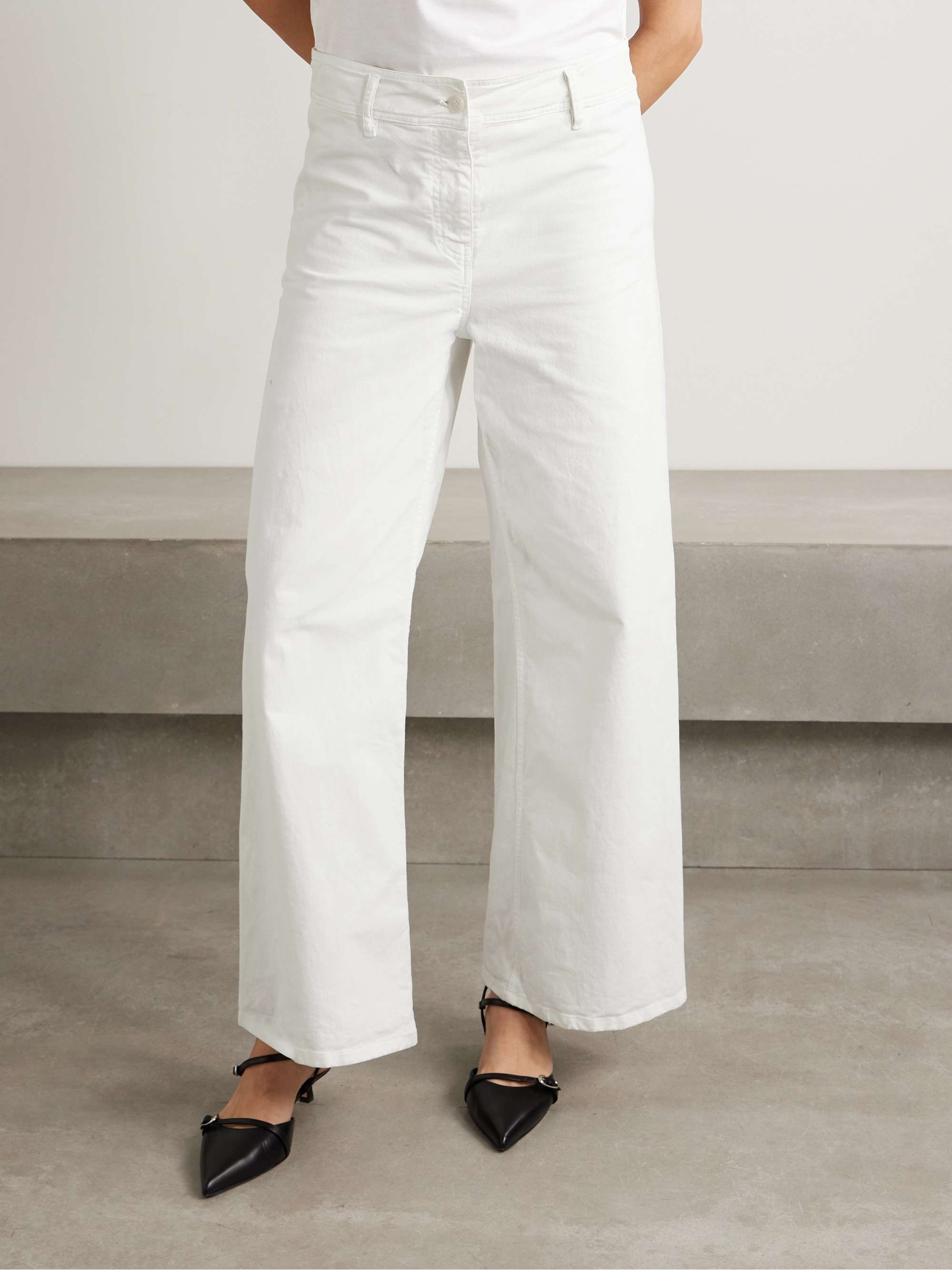 Megan cotton-blend twill wide-leg pants view