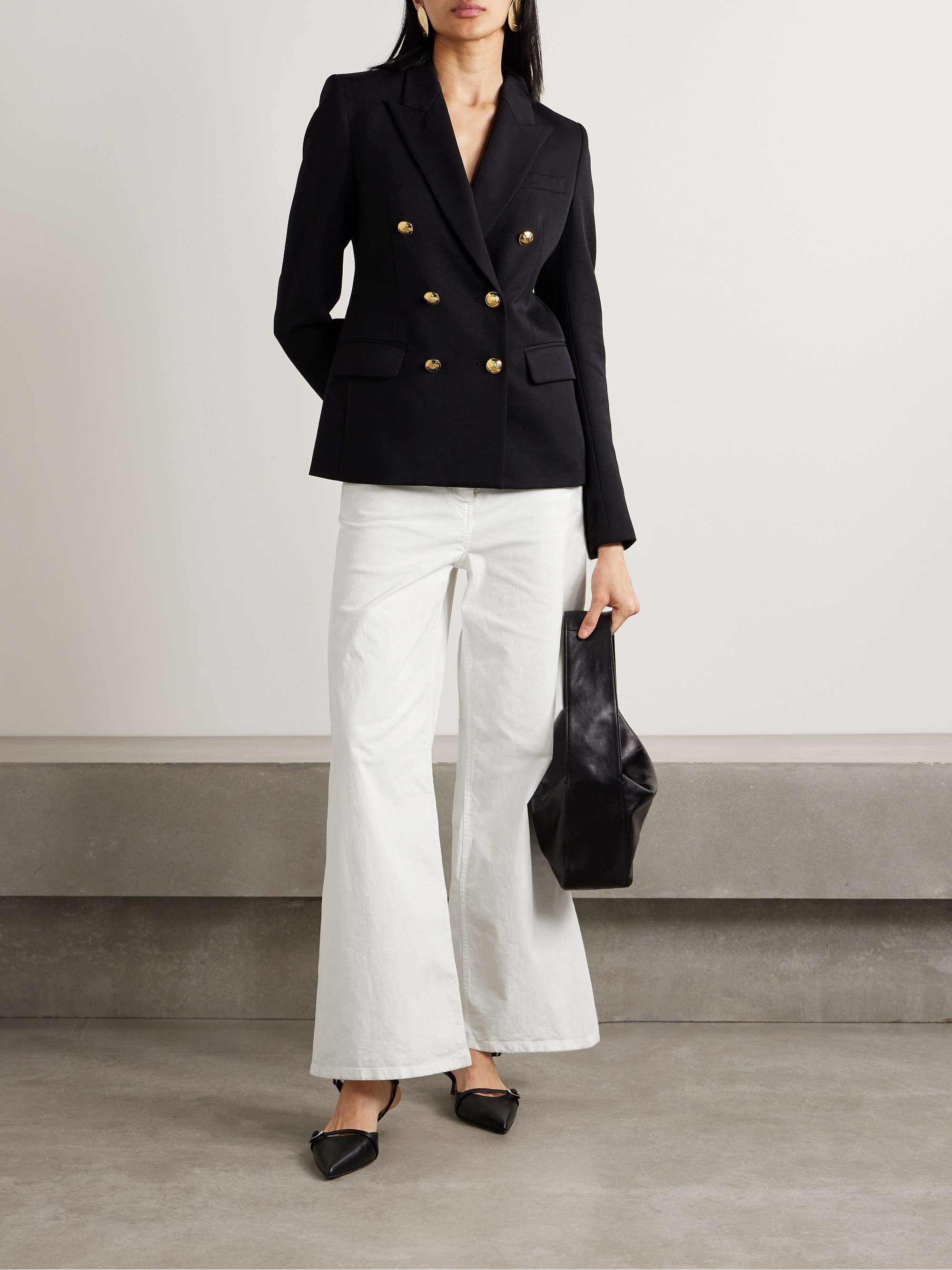 Megan cotton-blend twill wide-leg pants view