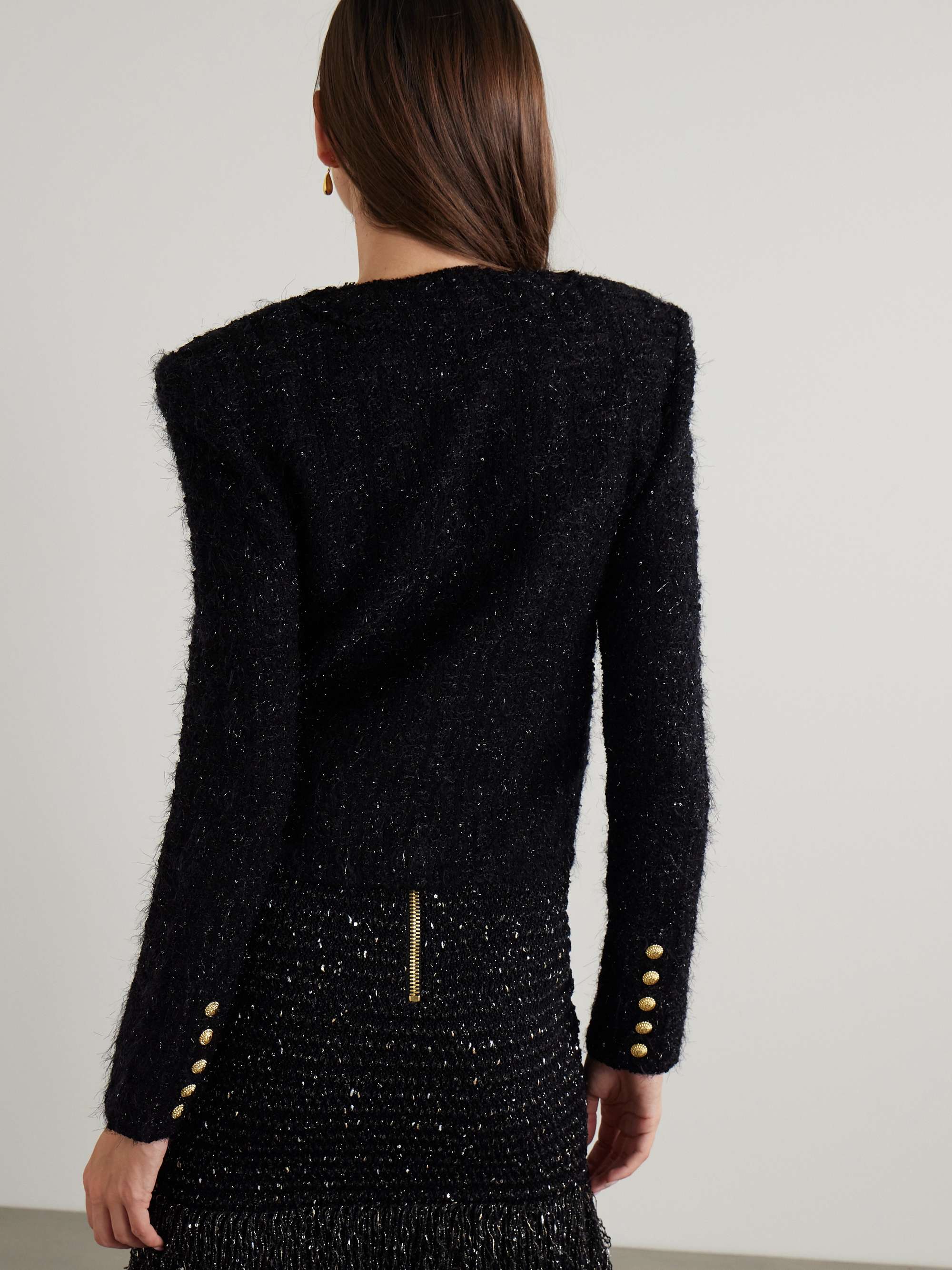 Embellished metallic bouclé-tweed jacket view