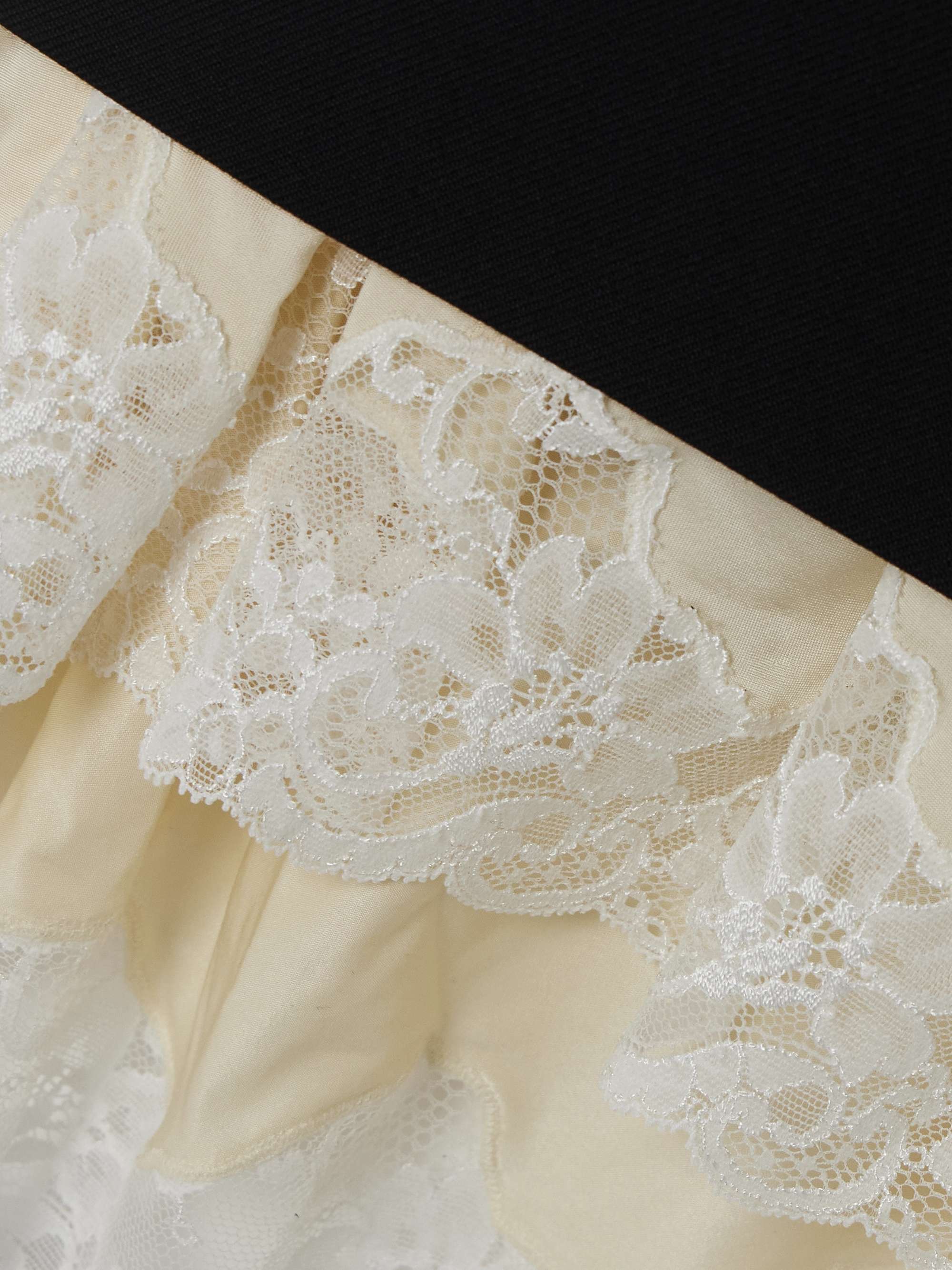 Stretch-jersey and lace-trimmed wool-gabardine midi skirt view
