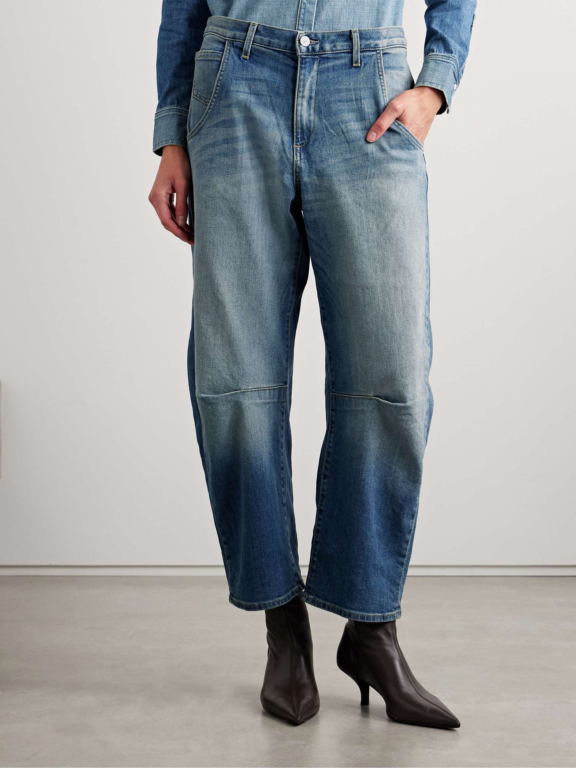 Emerson mid-rise barrel-leg jeans view