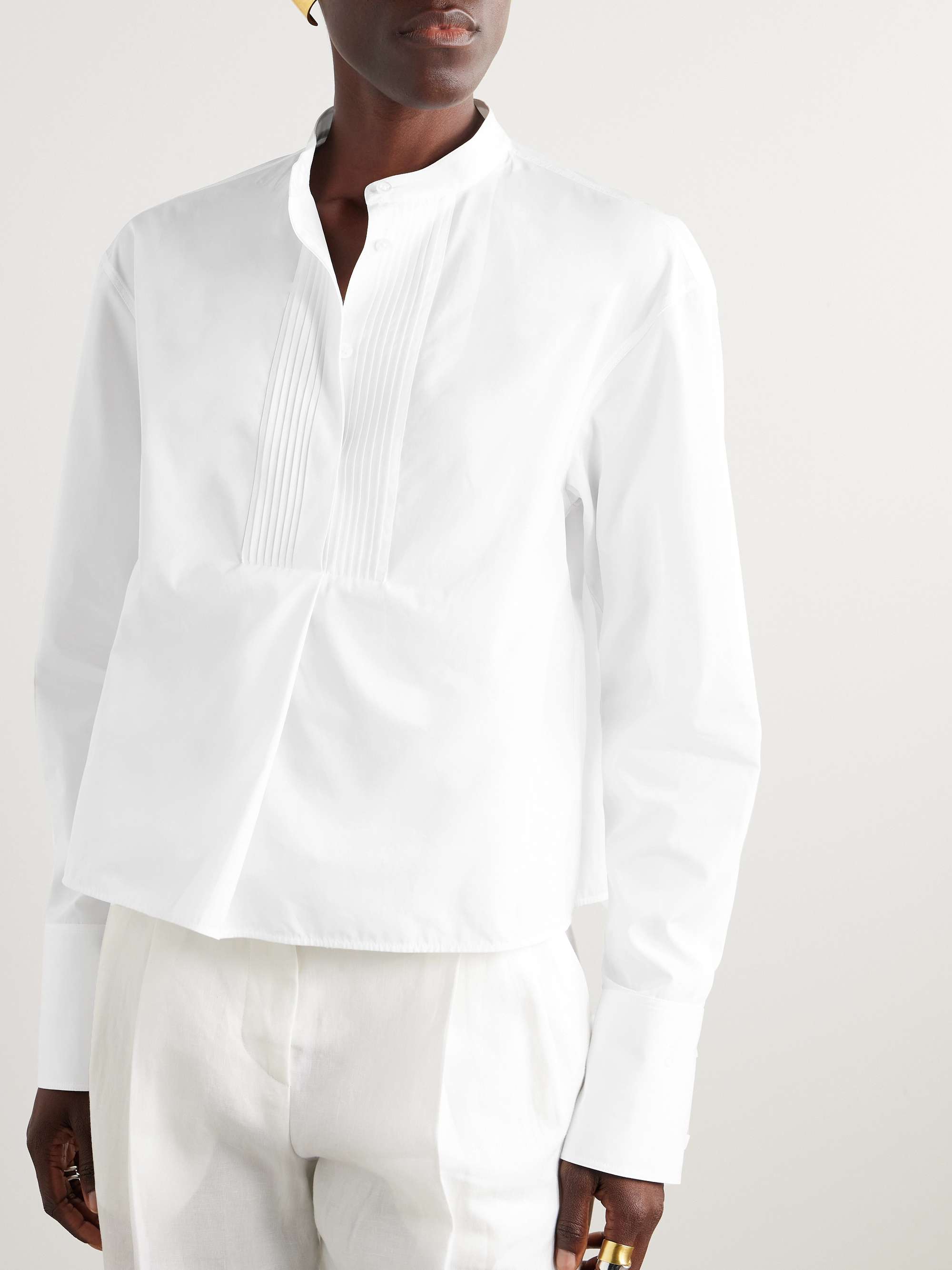 Pintucked cotton-poplin shirt view