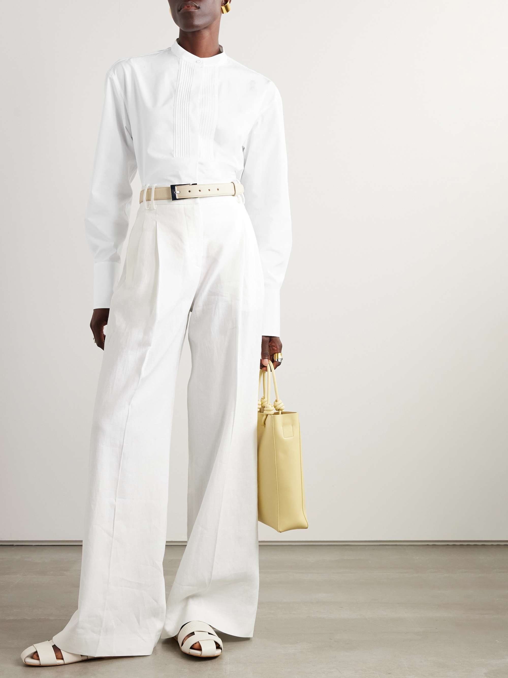 Pintucked cotton-poplin shirt view