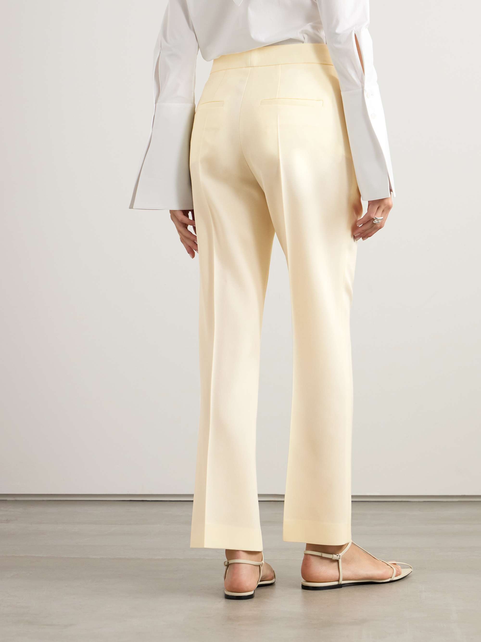 Pleated wool-twill straight-leg pants view