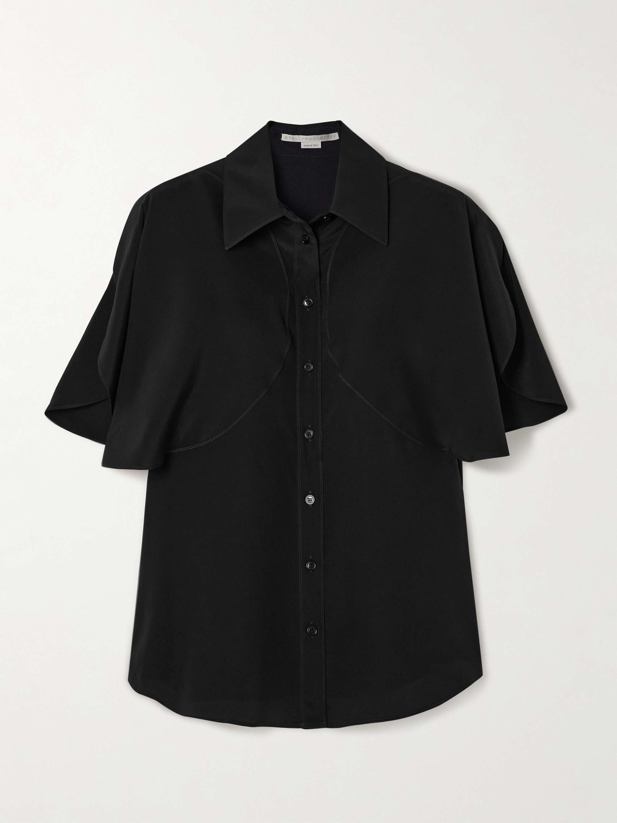 Paneled silk-crepe shirt view