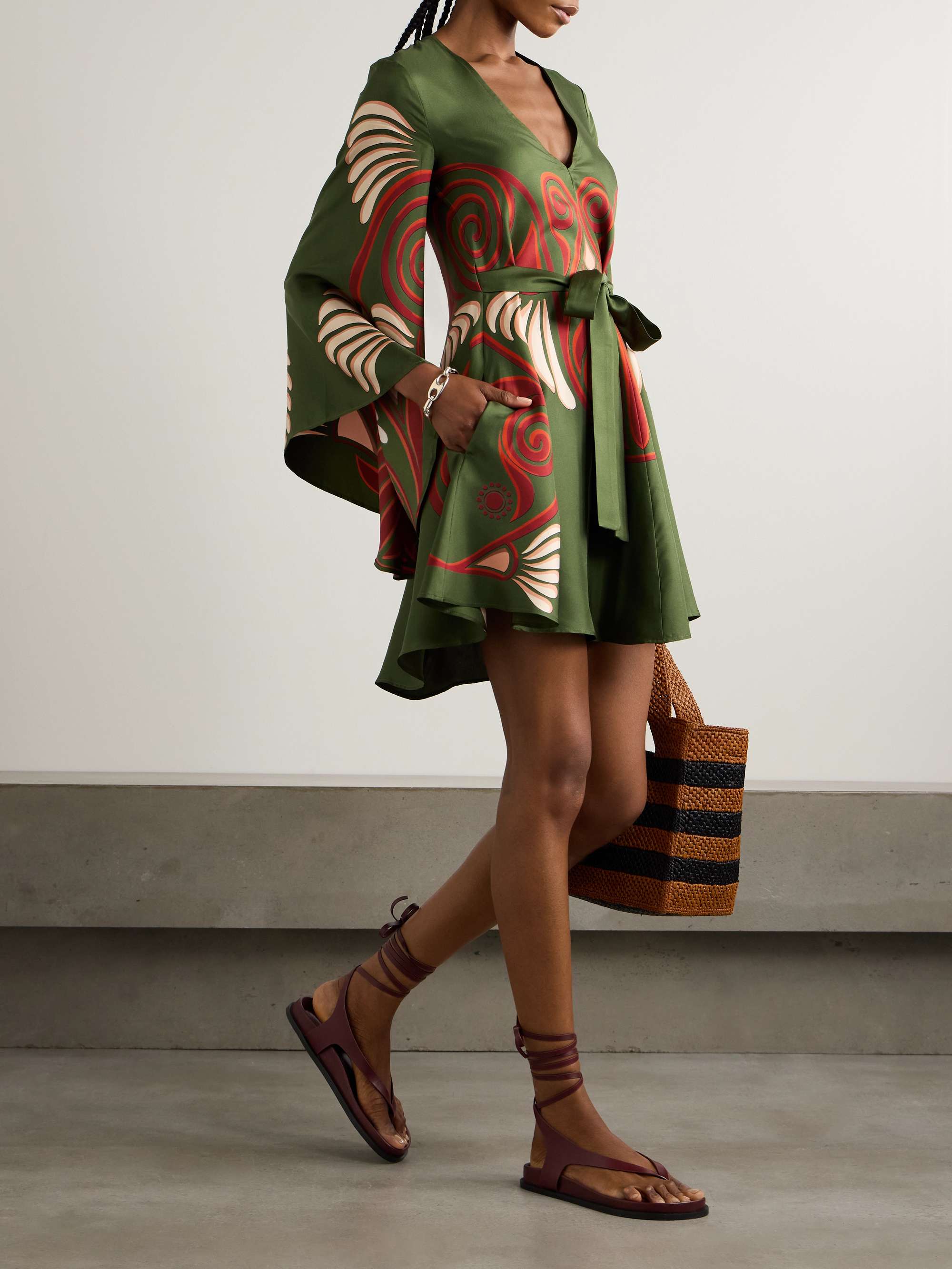Magnifico belted printed silk mini dress view