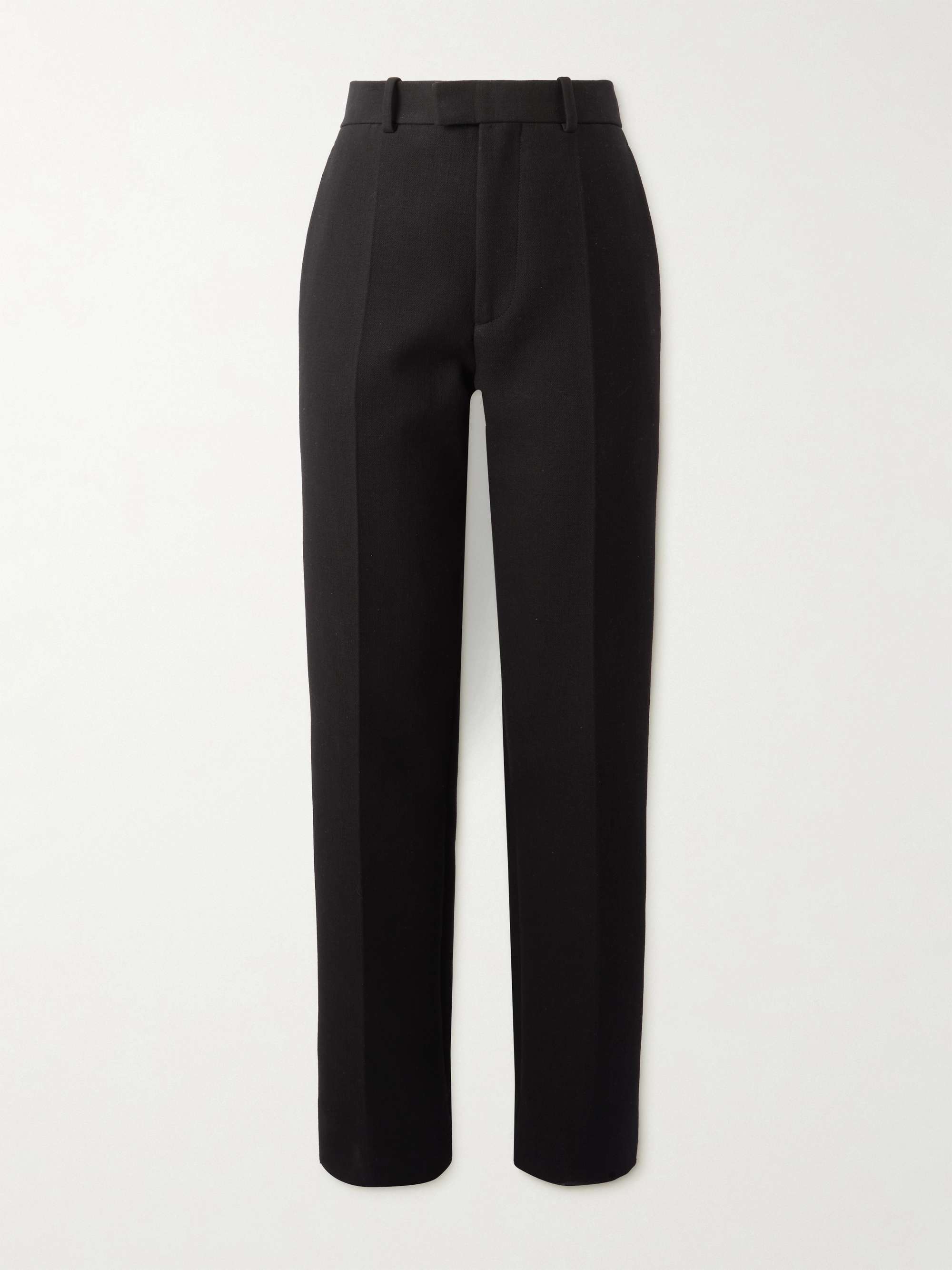 Pleated cotton-blend crepe straight-leg pants view