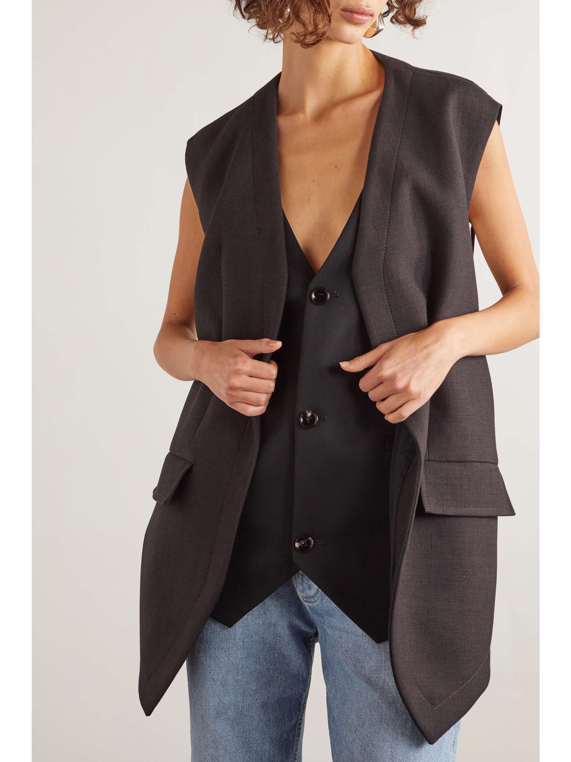 Cotton-blend crepe vest view