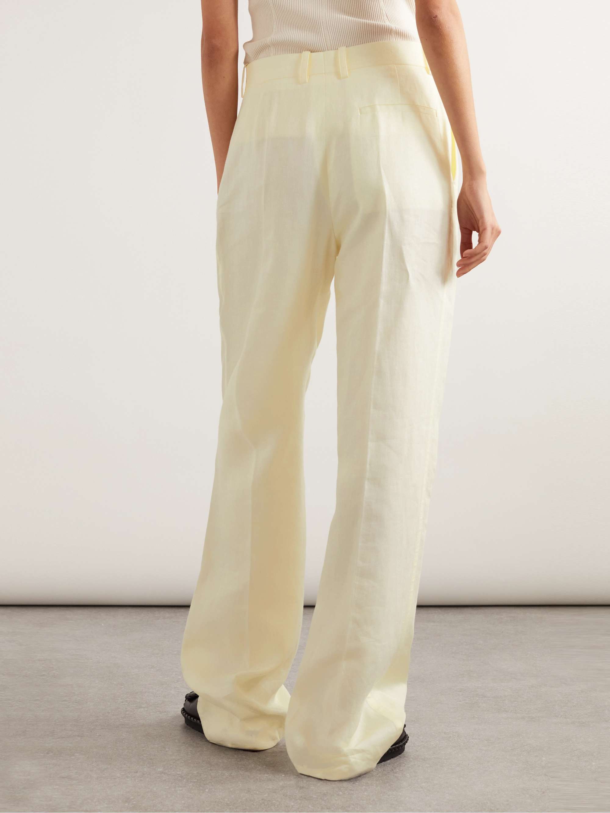 Embroidered linen straight-leg pants view