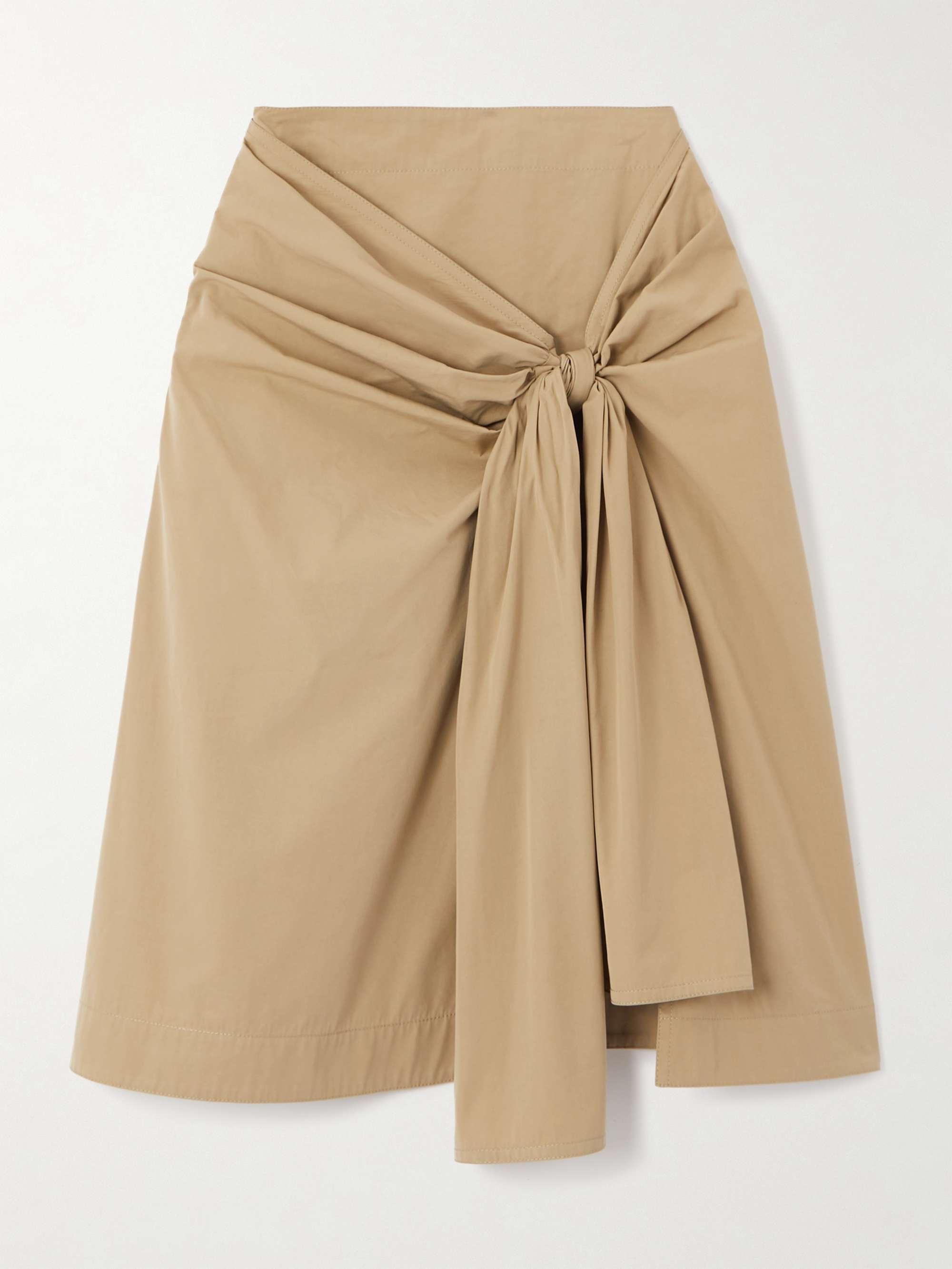 Knotted cotton-blend midi skirt view