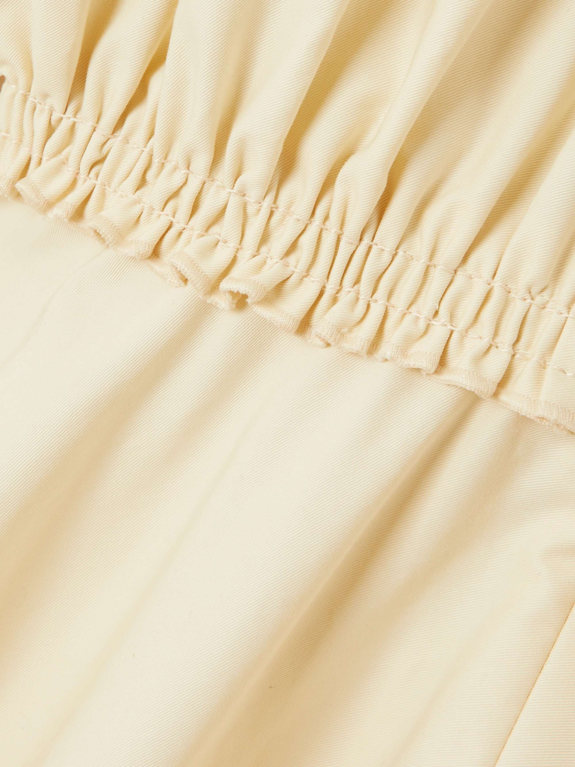 Tie-detailed gathered cotton-twill midi shirt dress view