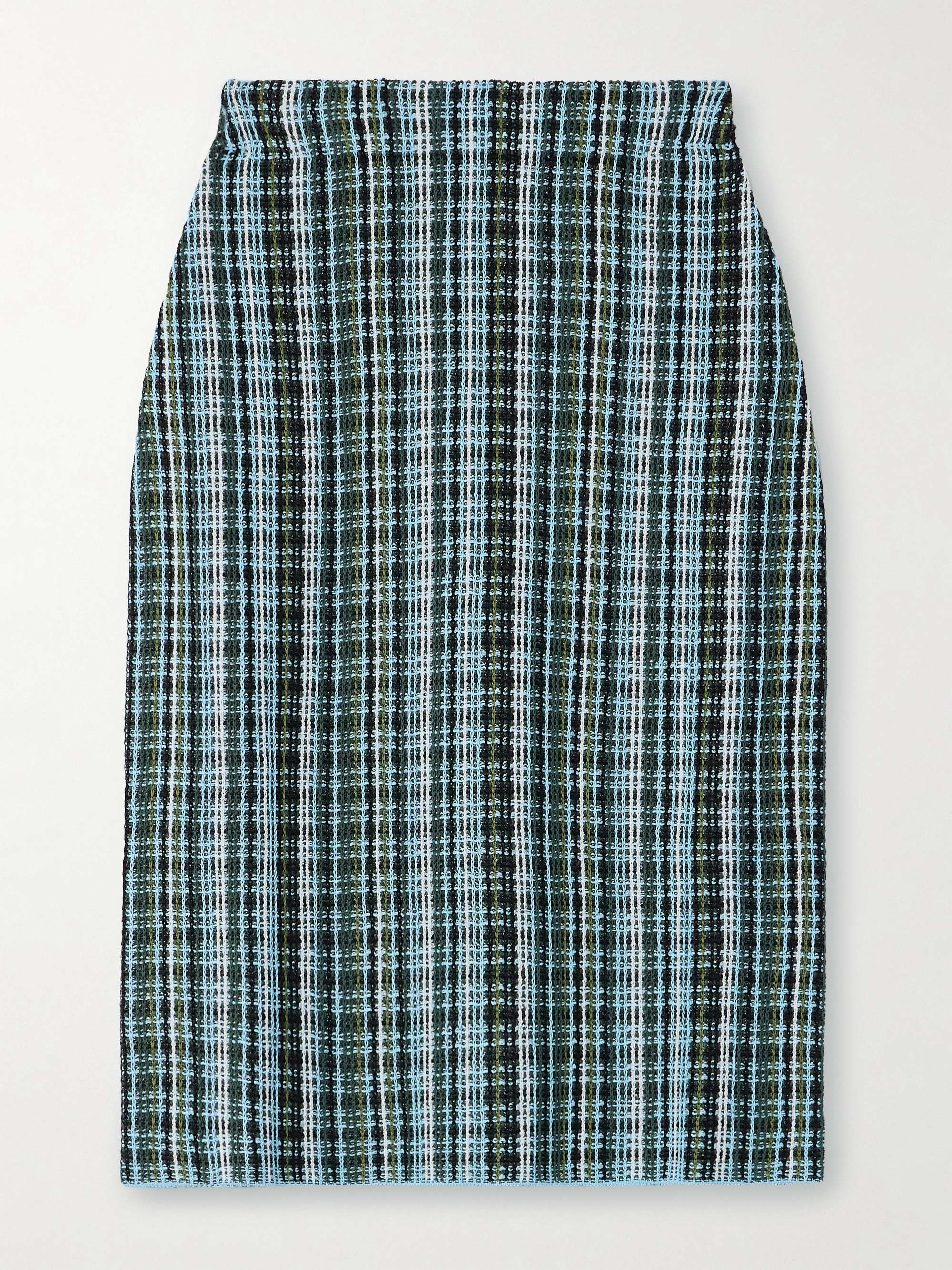 Checked linen-blend midi skirt view