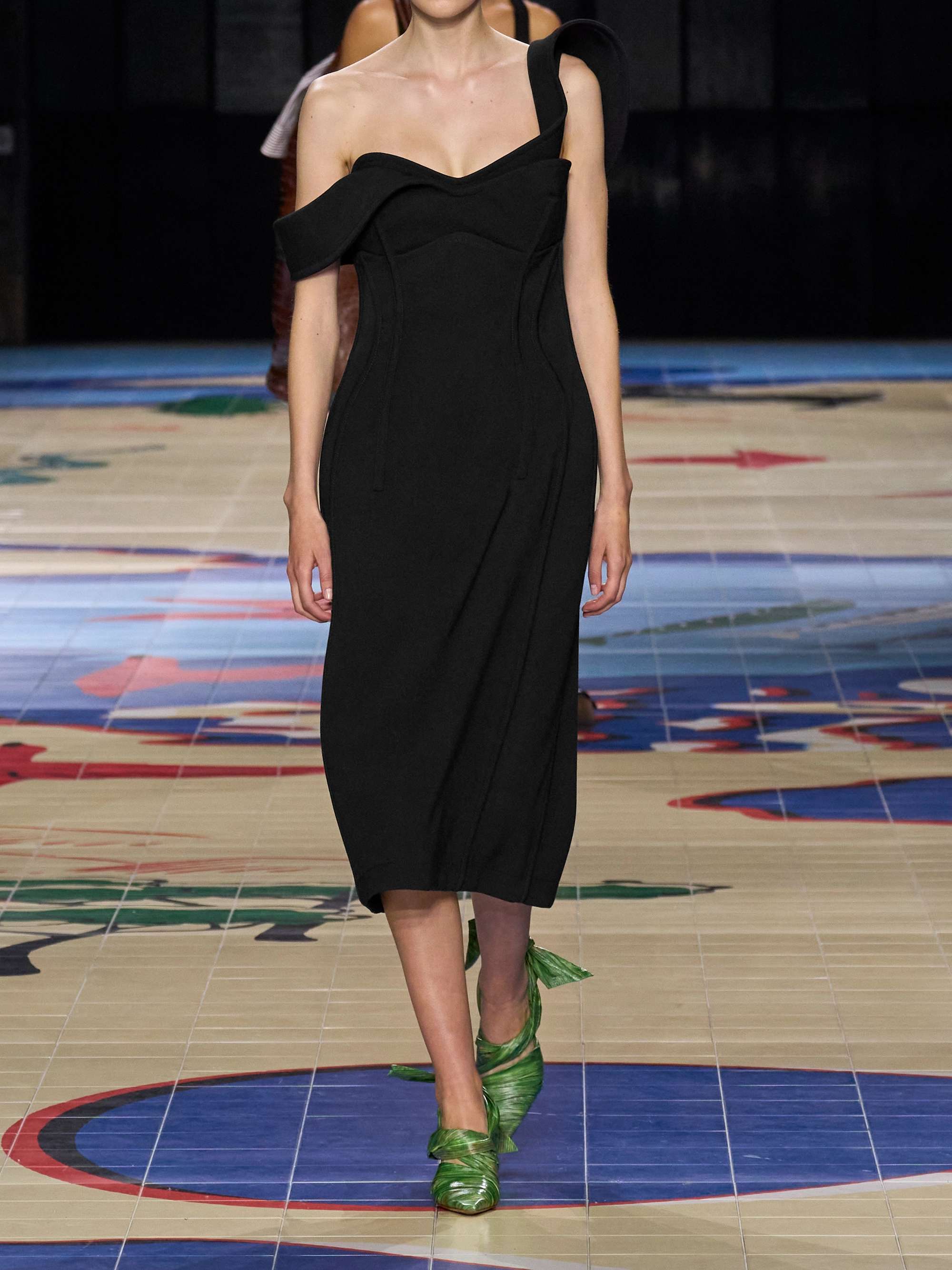 One-shoulder wool midi dress view