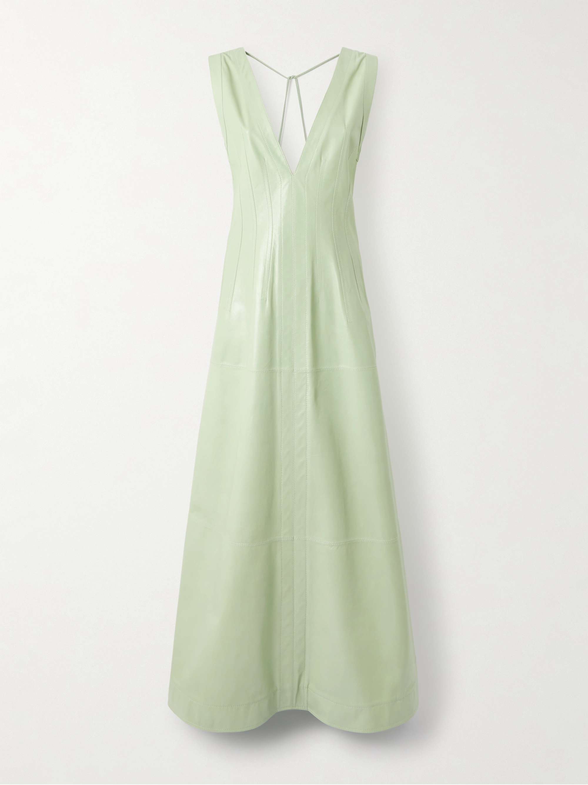 Tasseled leather maxi dress view