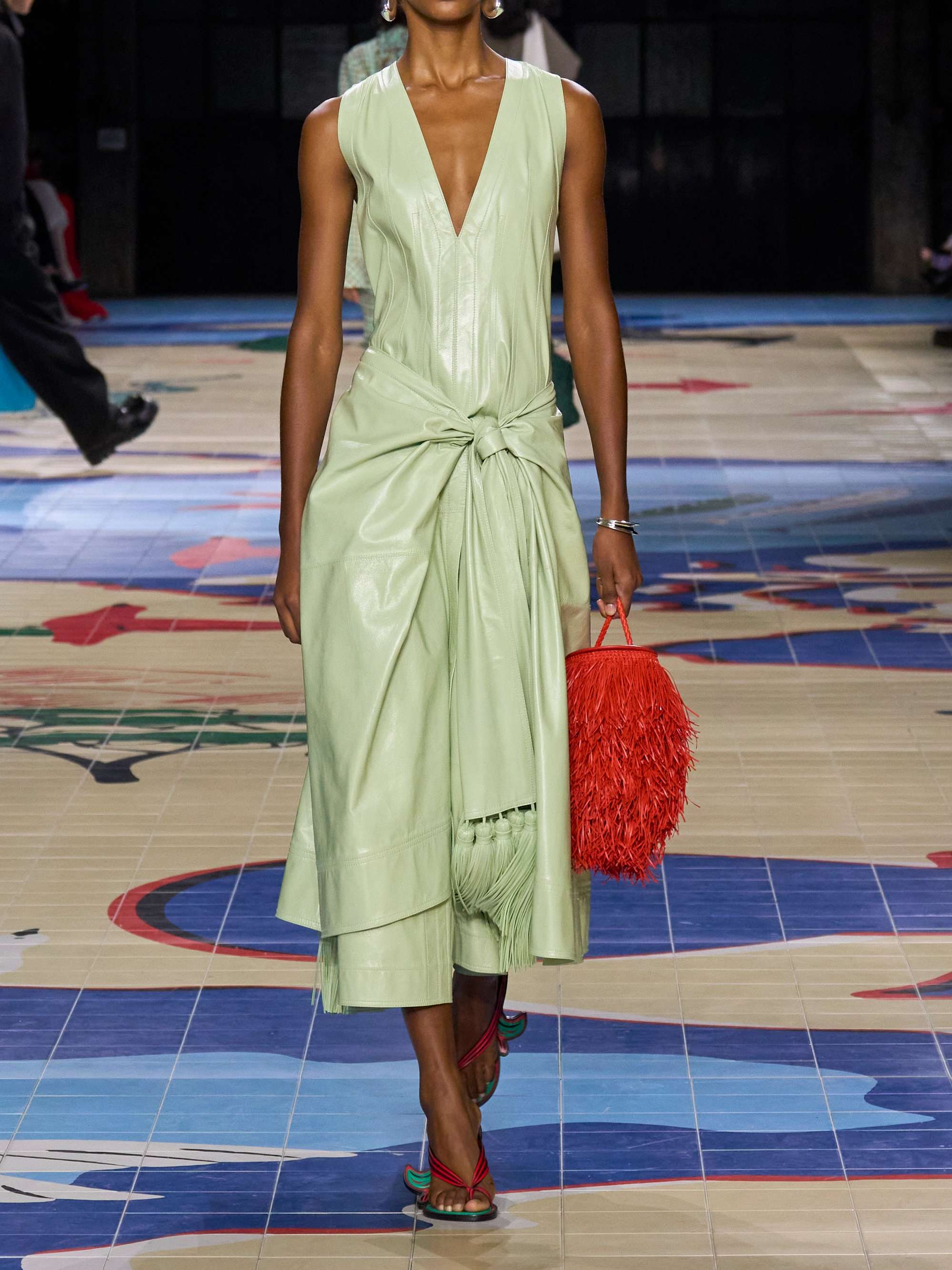Tasseled leather maxi dress view