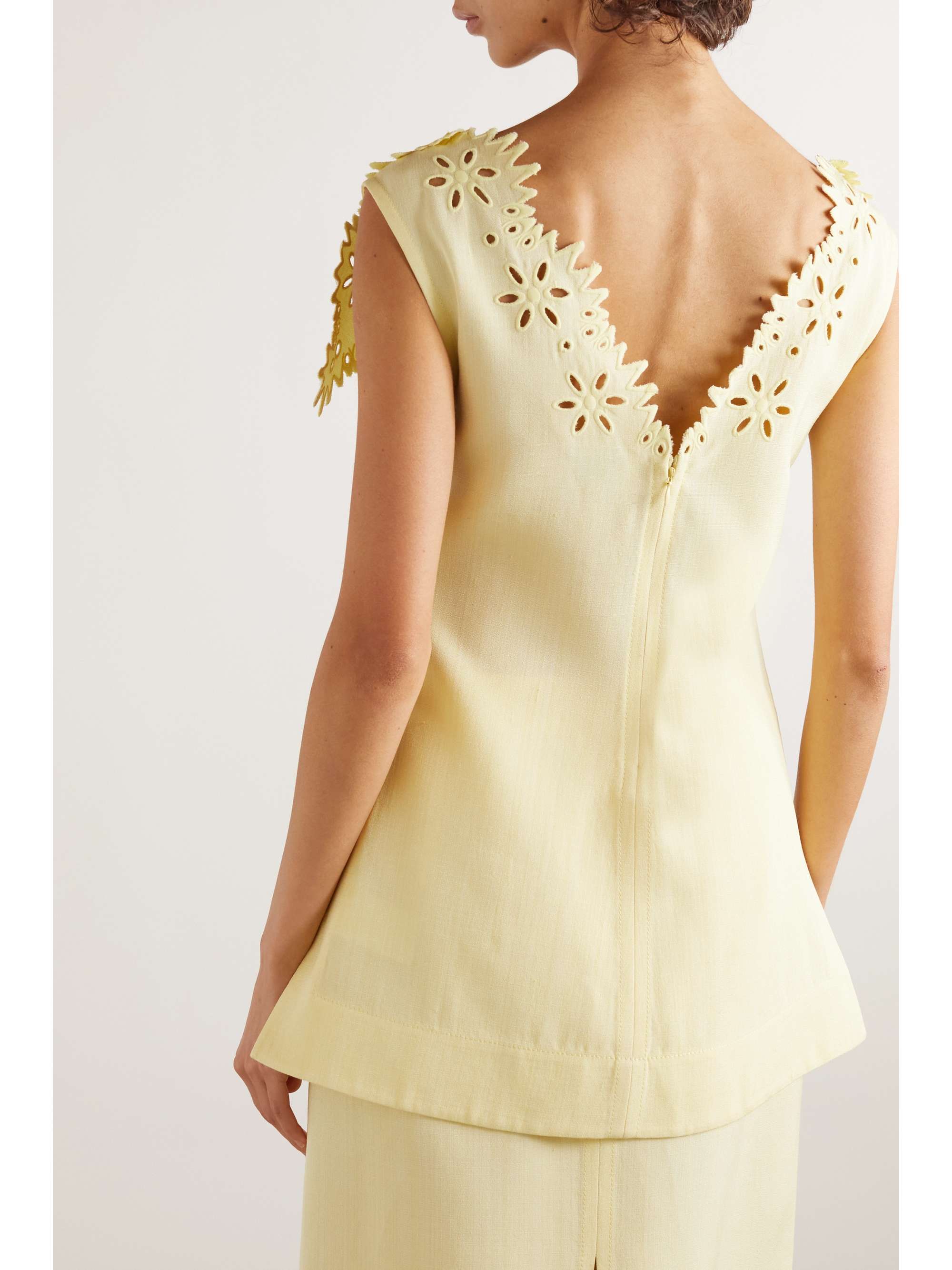 Layered broderie anglaise top view