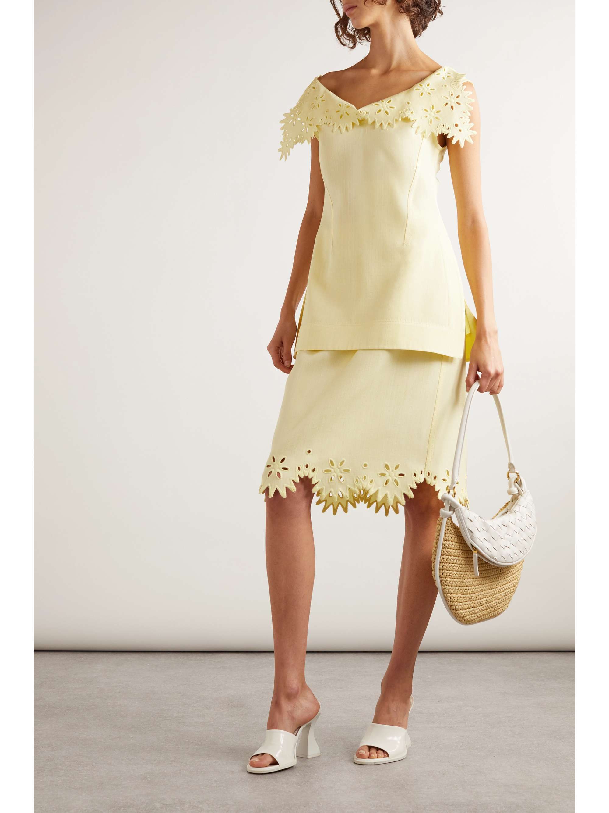 Layered broderie anglaise top view