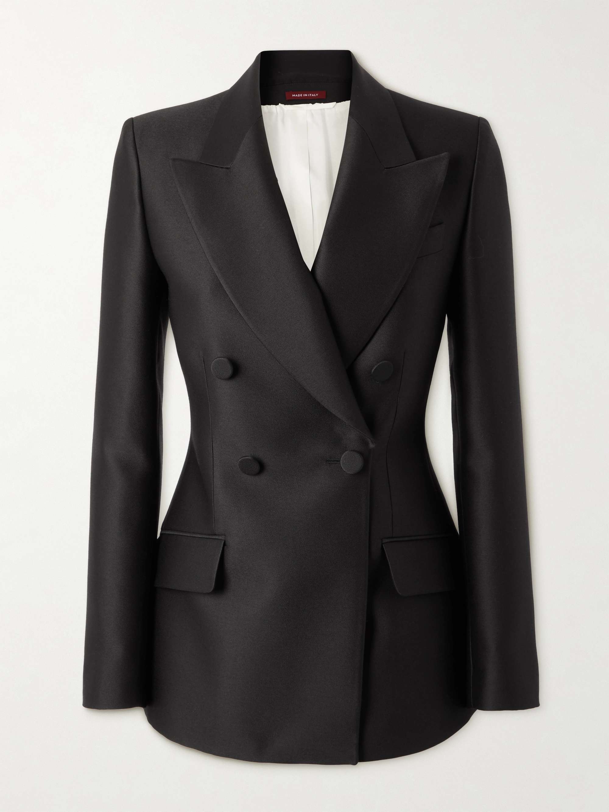 Double-breasted wool and silk-blend twill blazer view