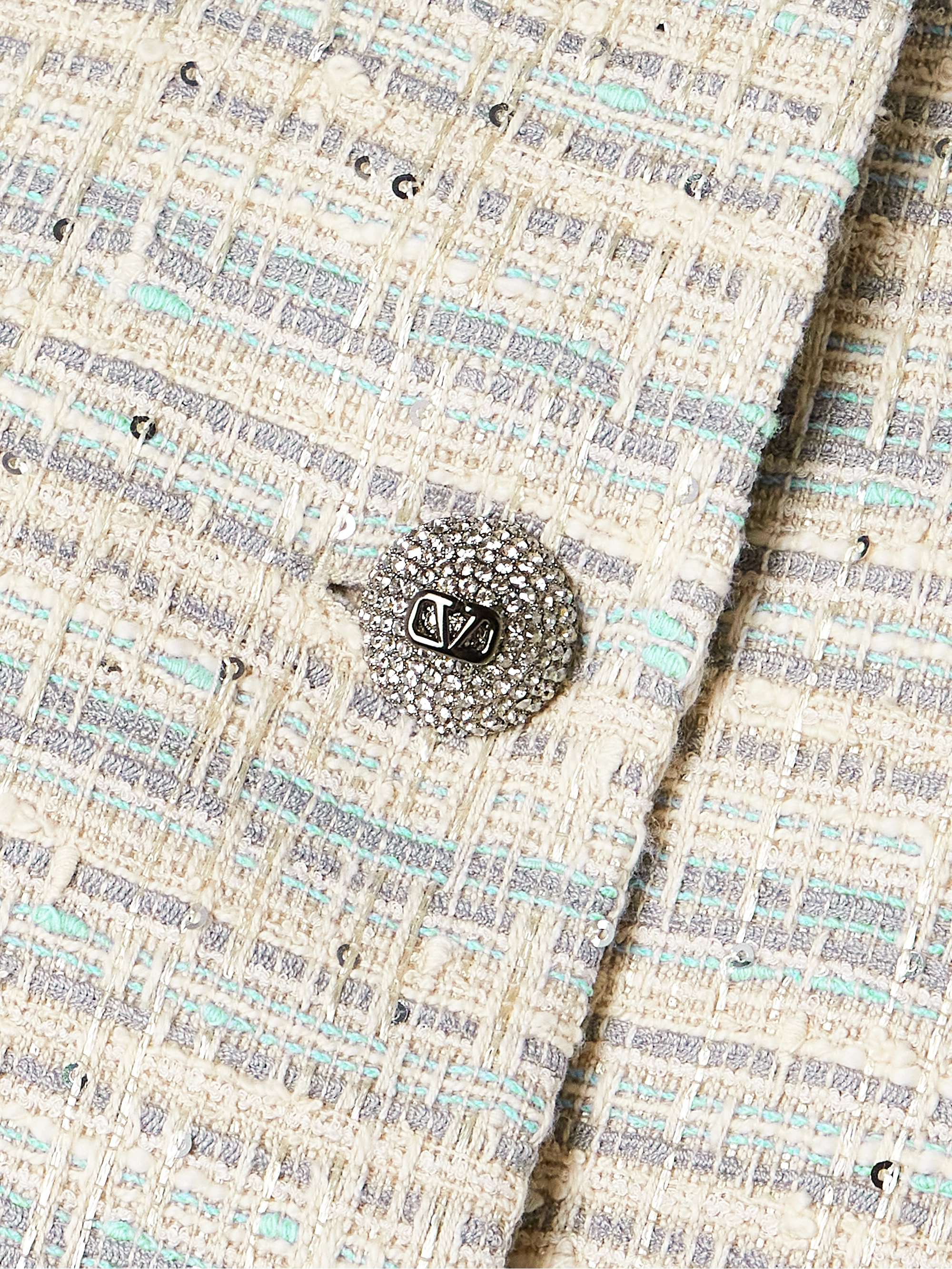 Cropped embellished cotton-blend tweed jacket view