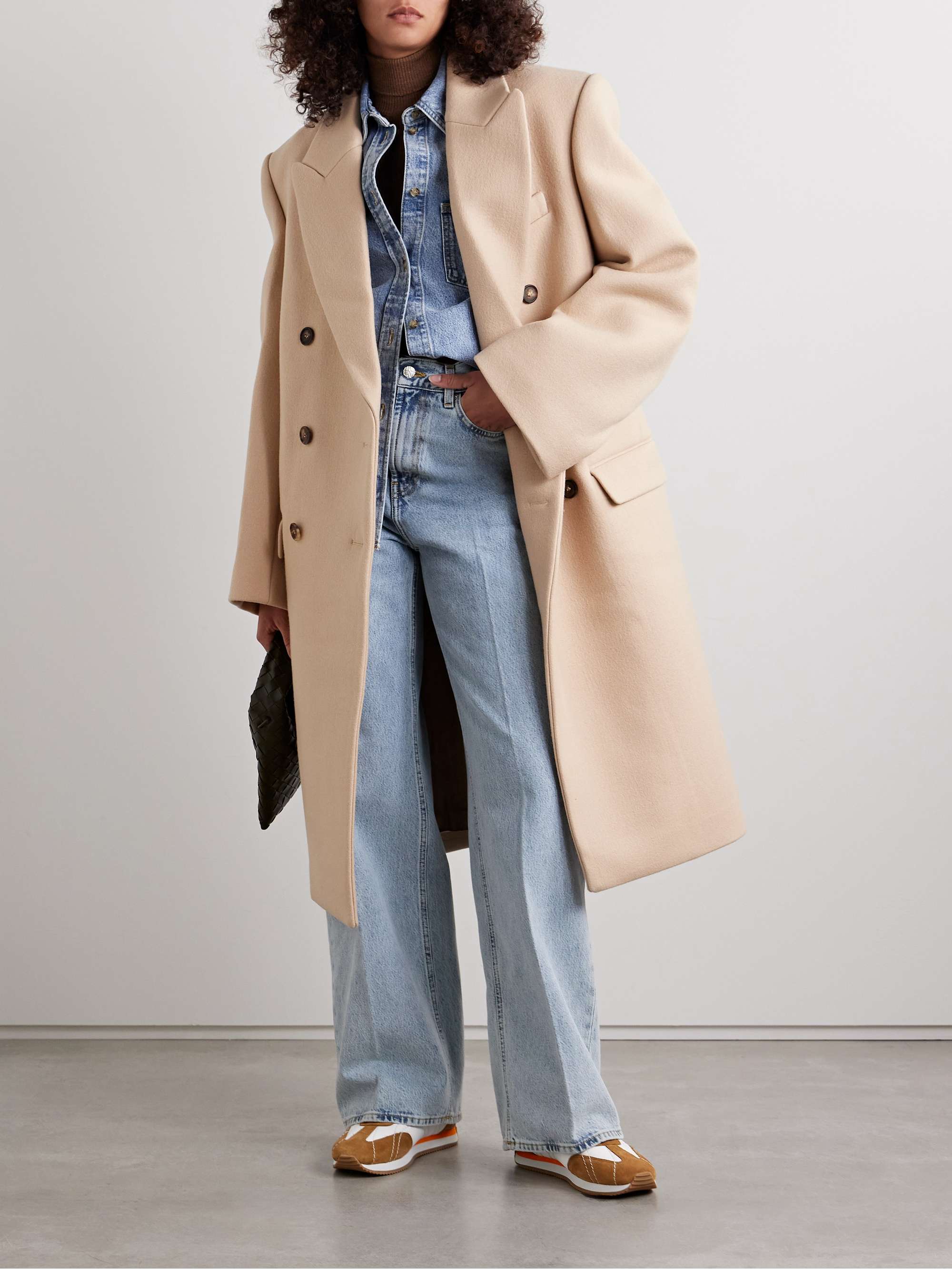 + Hailey Bieber double-breasted wool coat view
