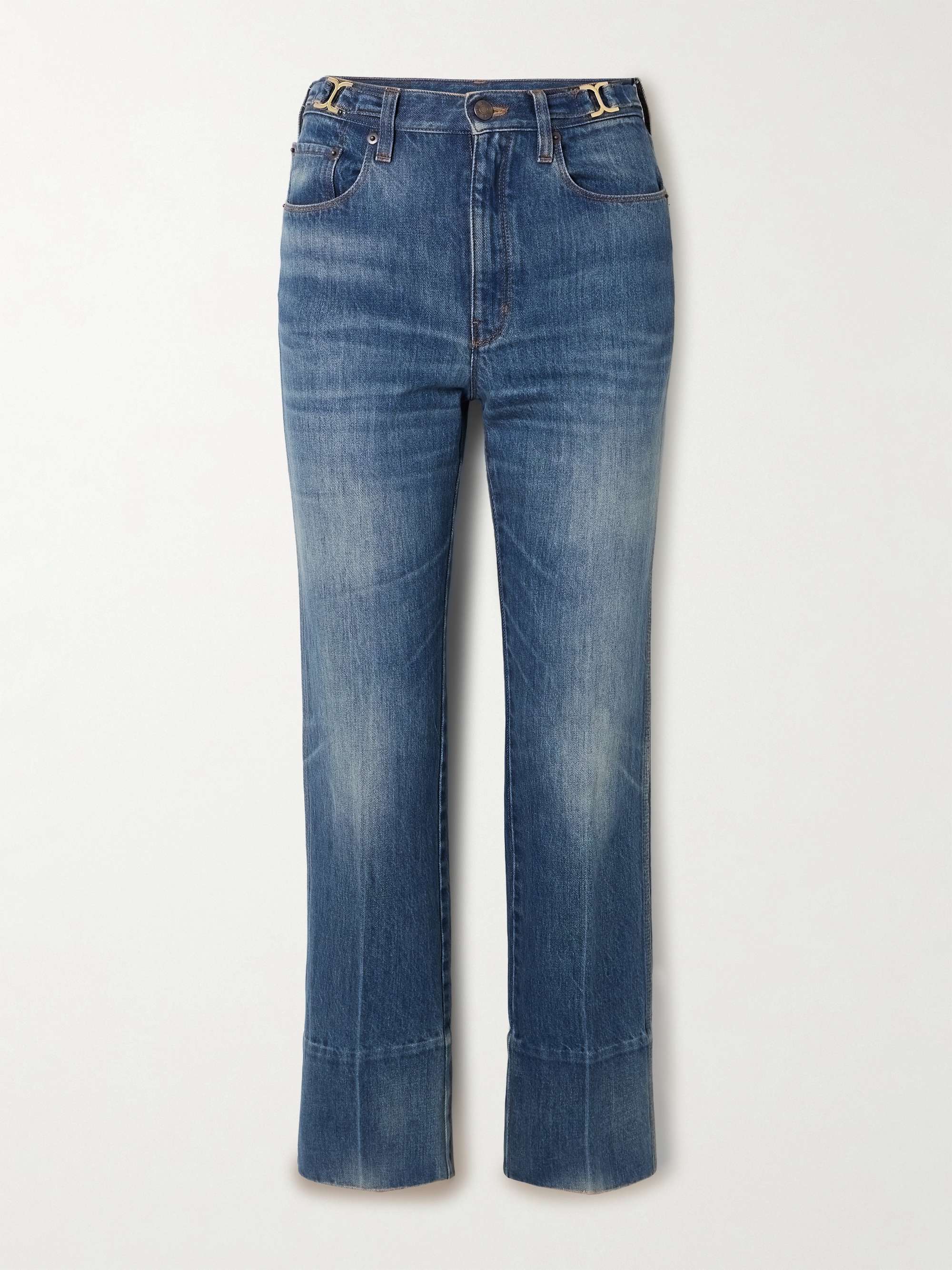 Embellished mid-rise straight-leg organic jeans view