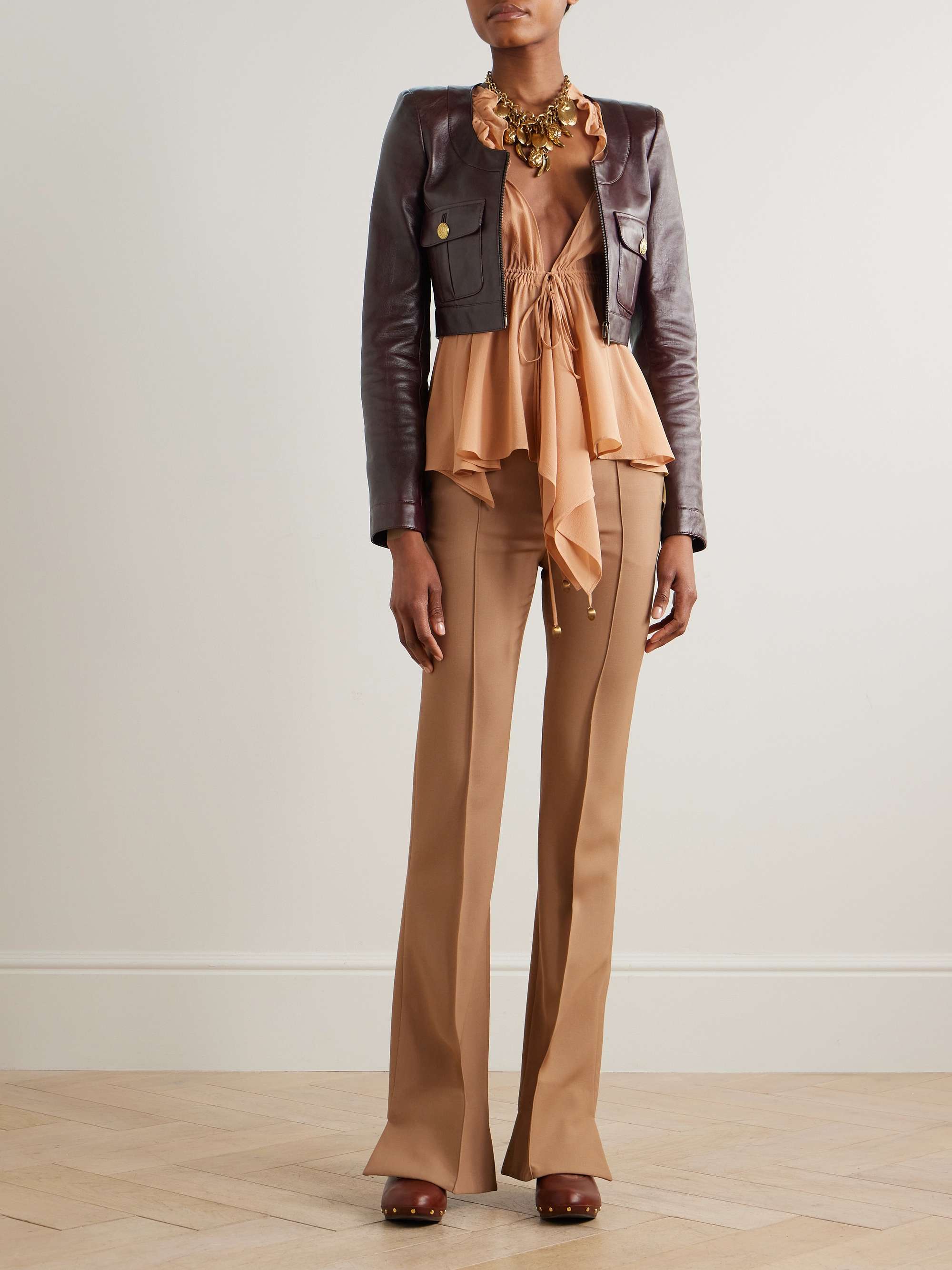 Cropped leather jacket view