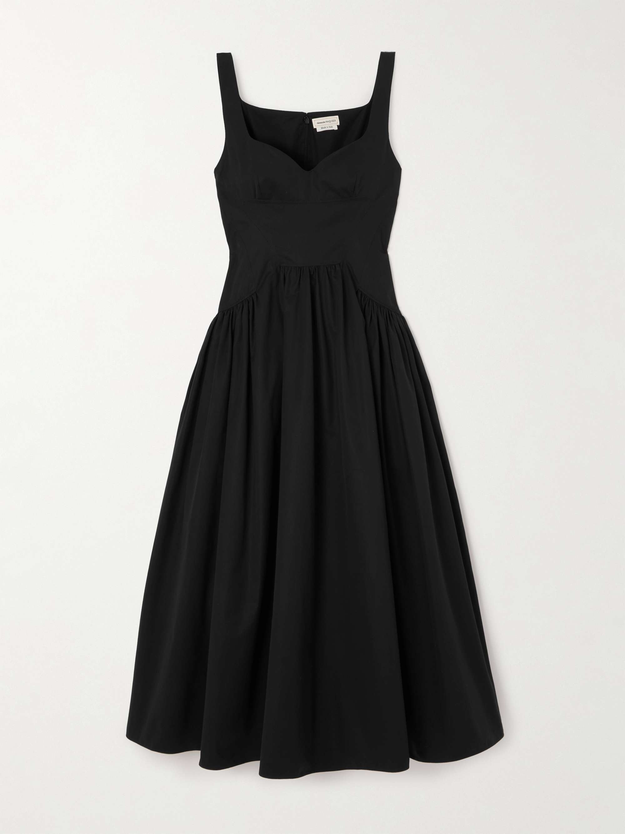Pleated cotton-poplin midi dress view