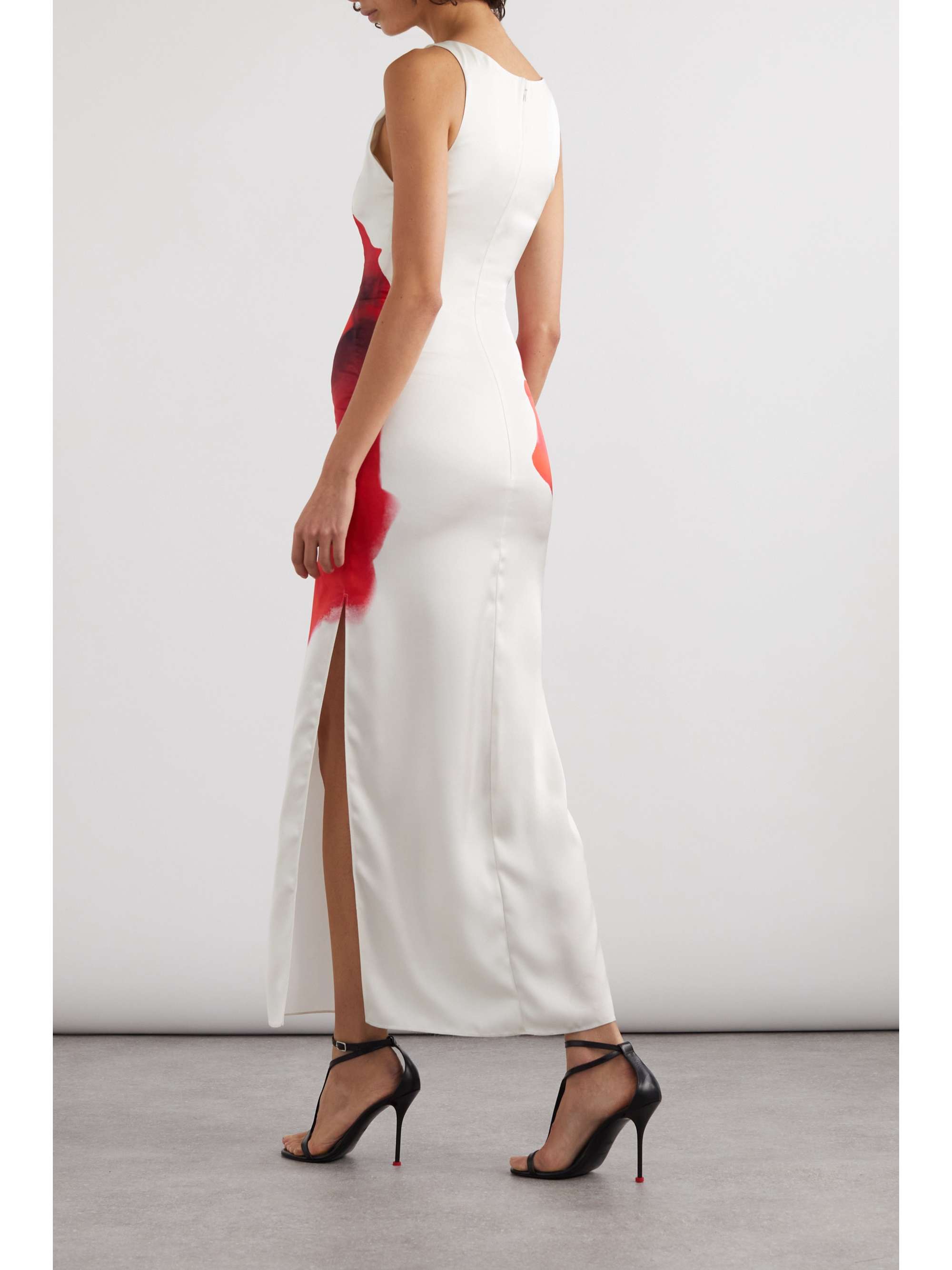 Floral-print silk-satin maxi dress view