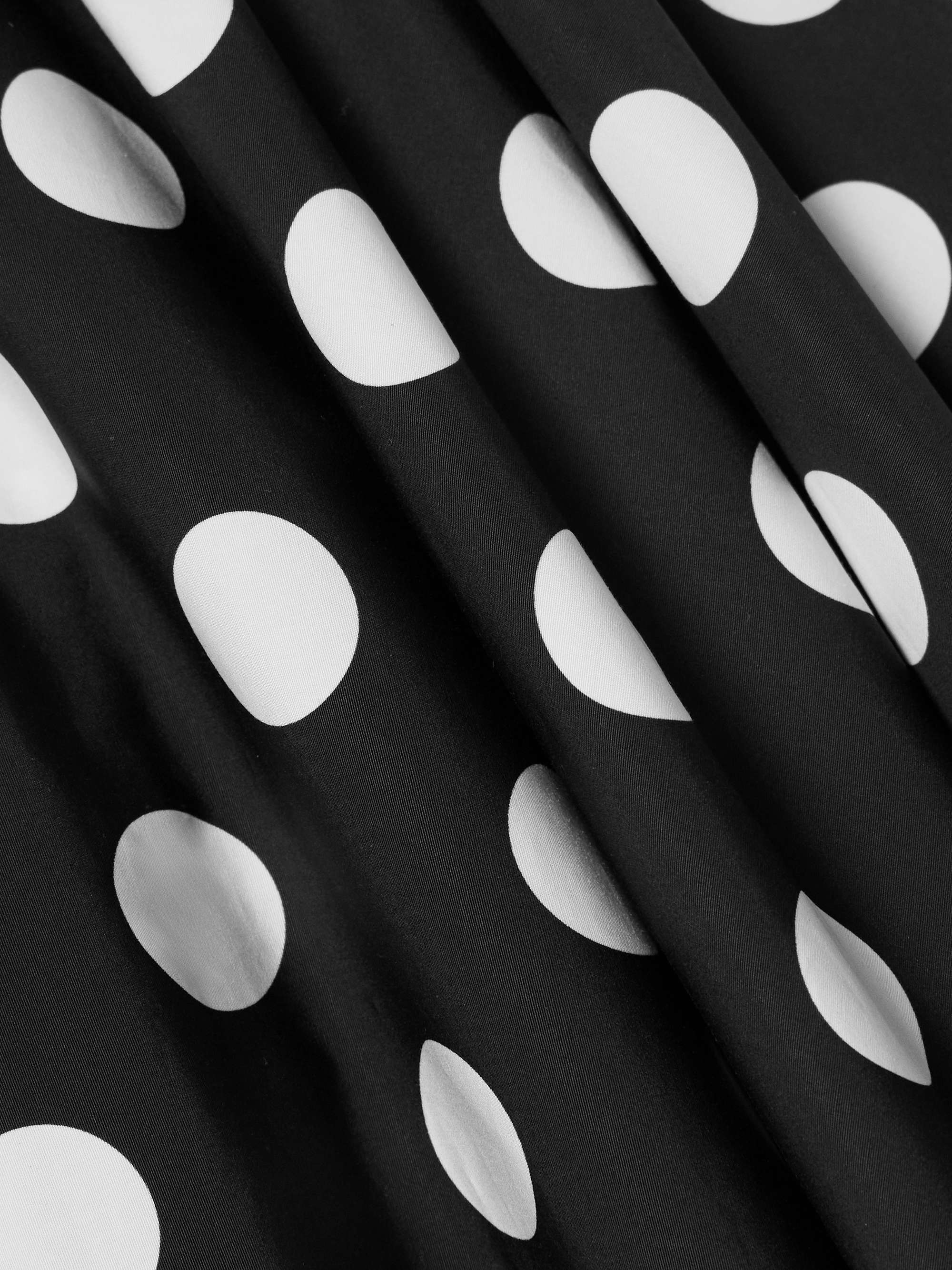 Pleated polka-dot cotton-poplin midi dress view
