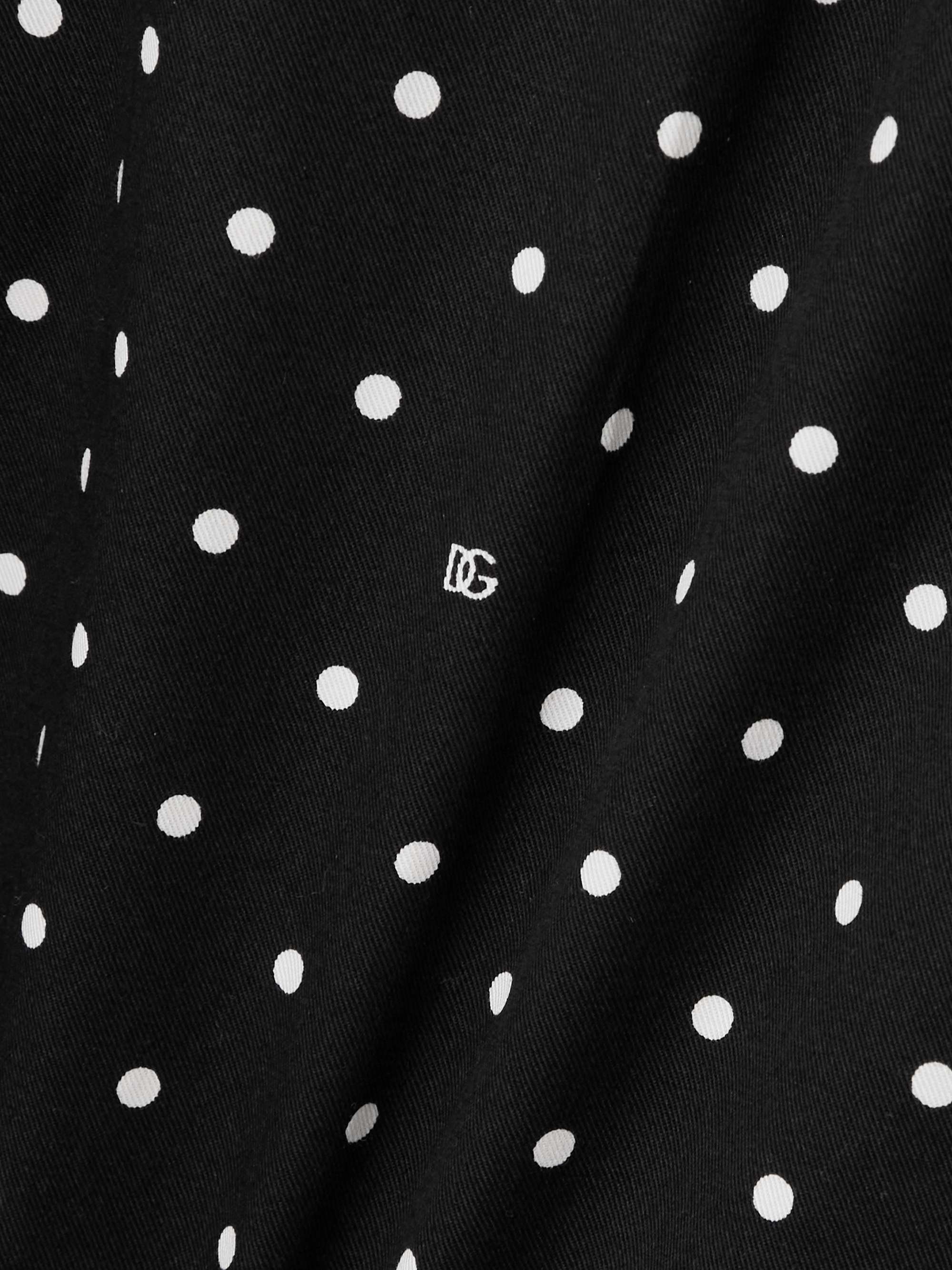 Printed polka-dot cotton-blend drill halterneck mini dress view