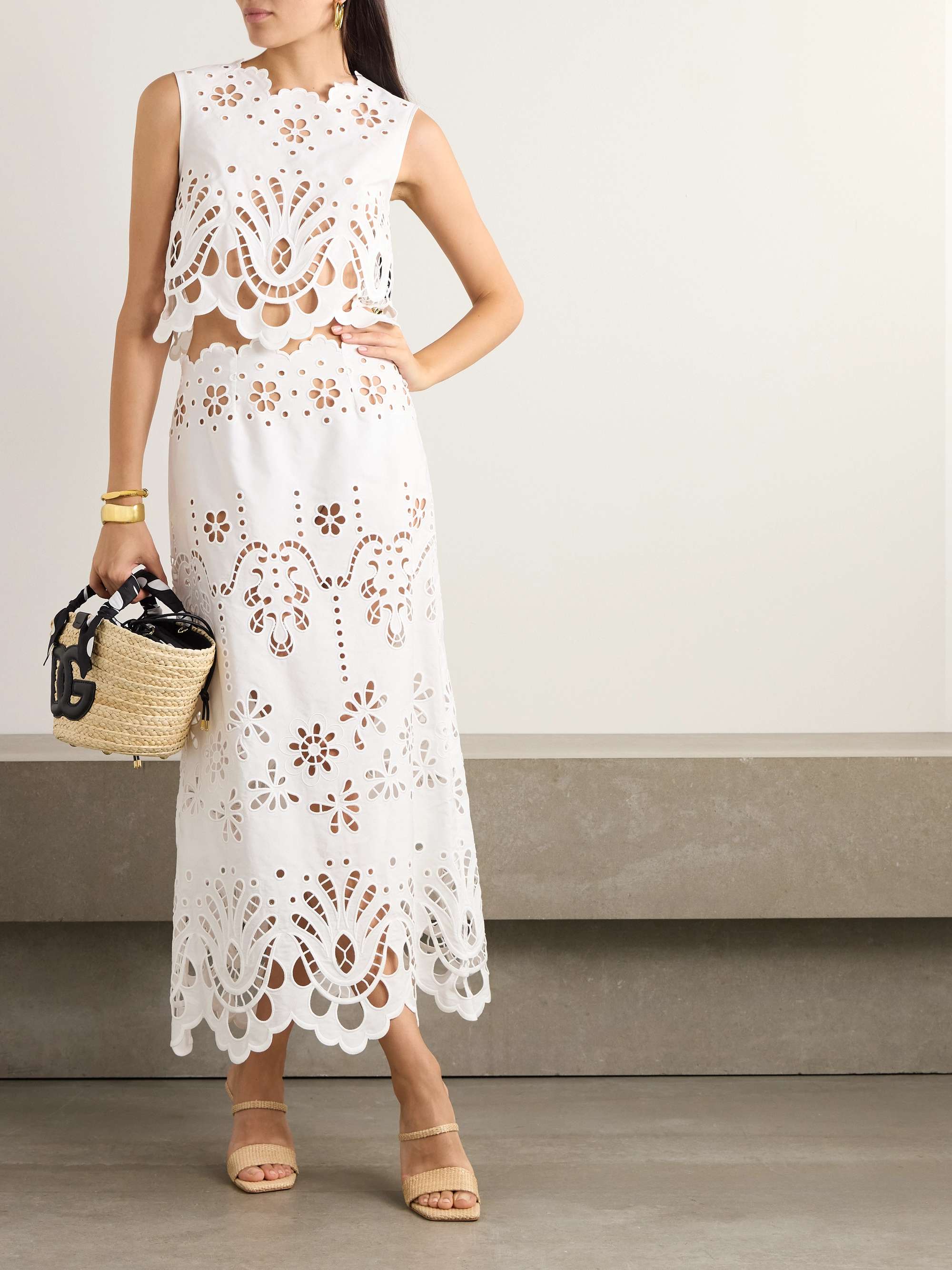 Broderie anglaise cotton-blend poplin maxi skirt view