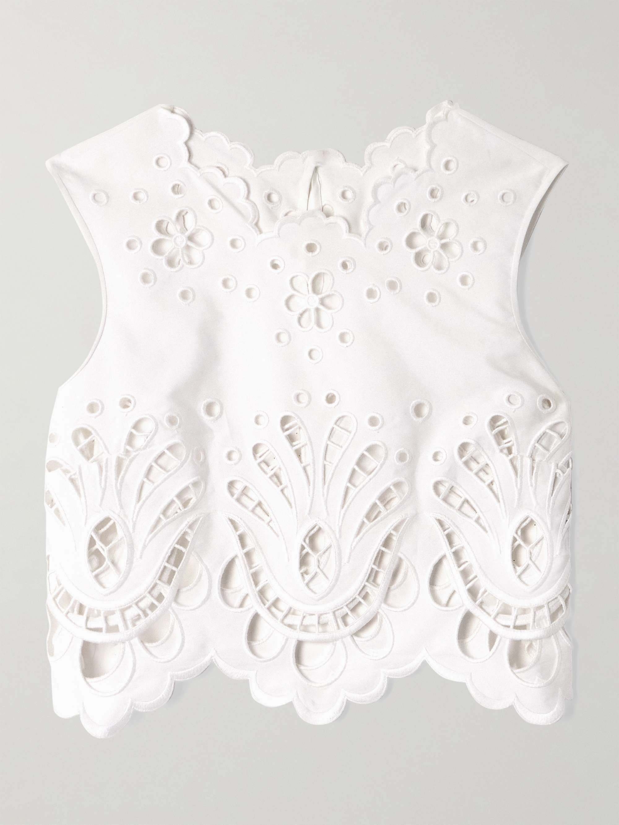 Cropped broderie anglaise cotton-blend poplin top view