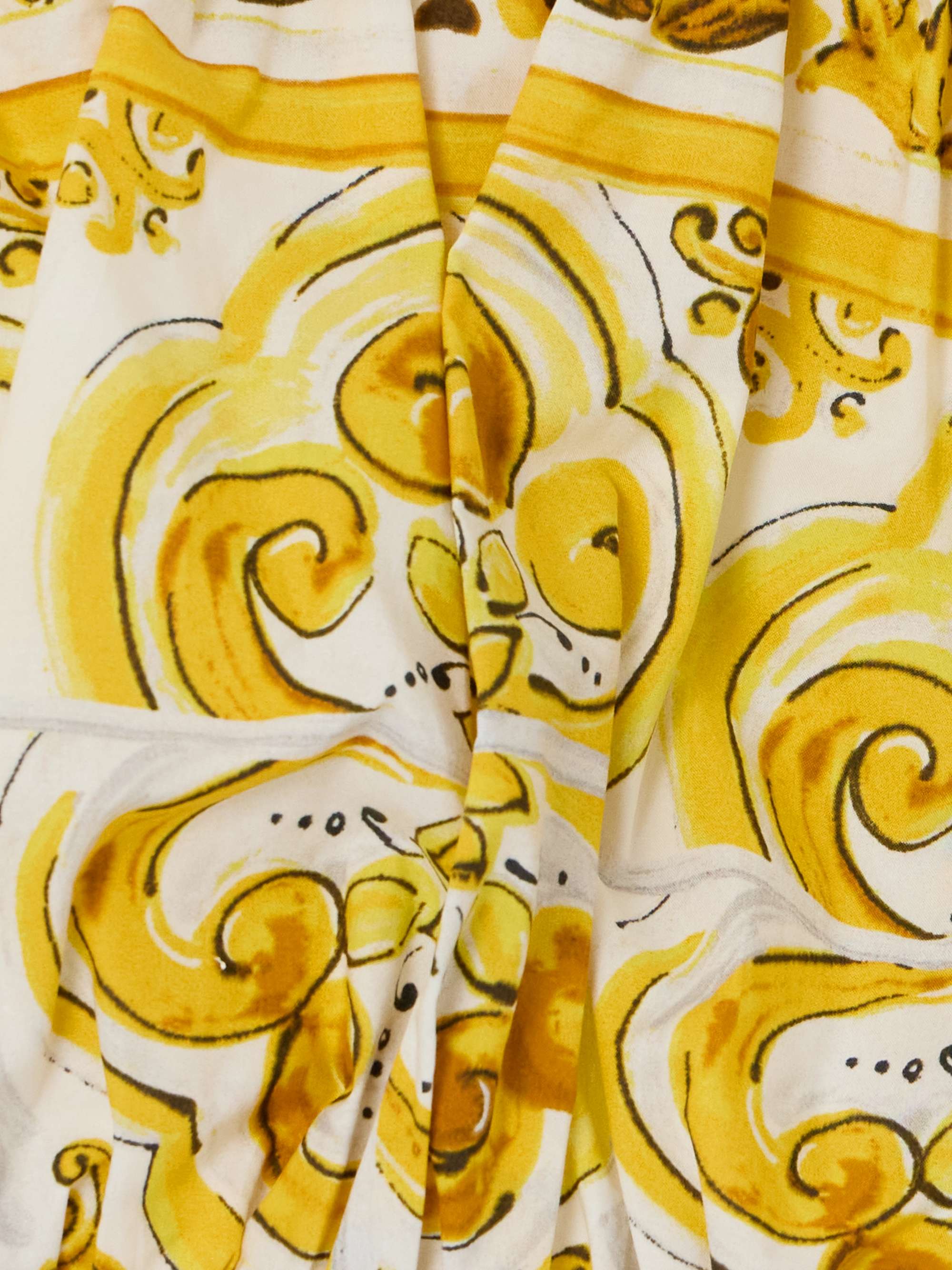 Maiolica cropped gathered printed cotton-poplin top view