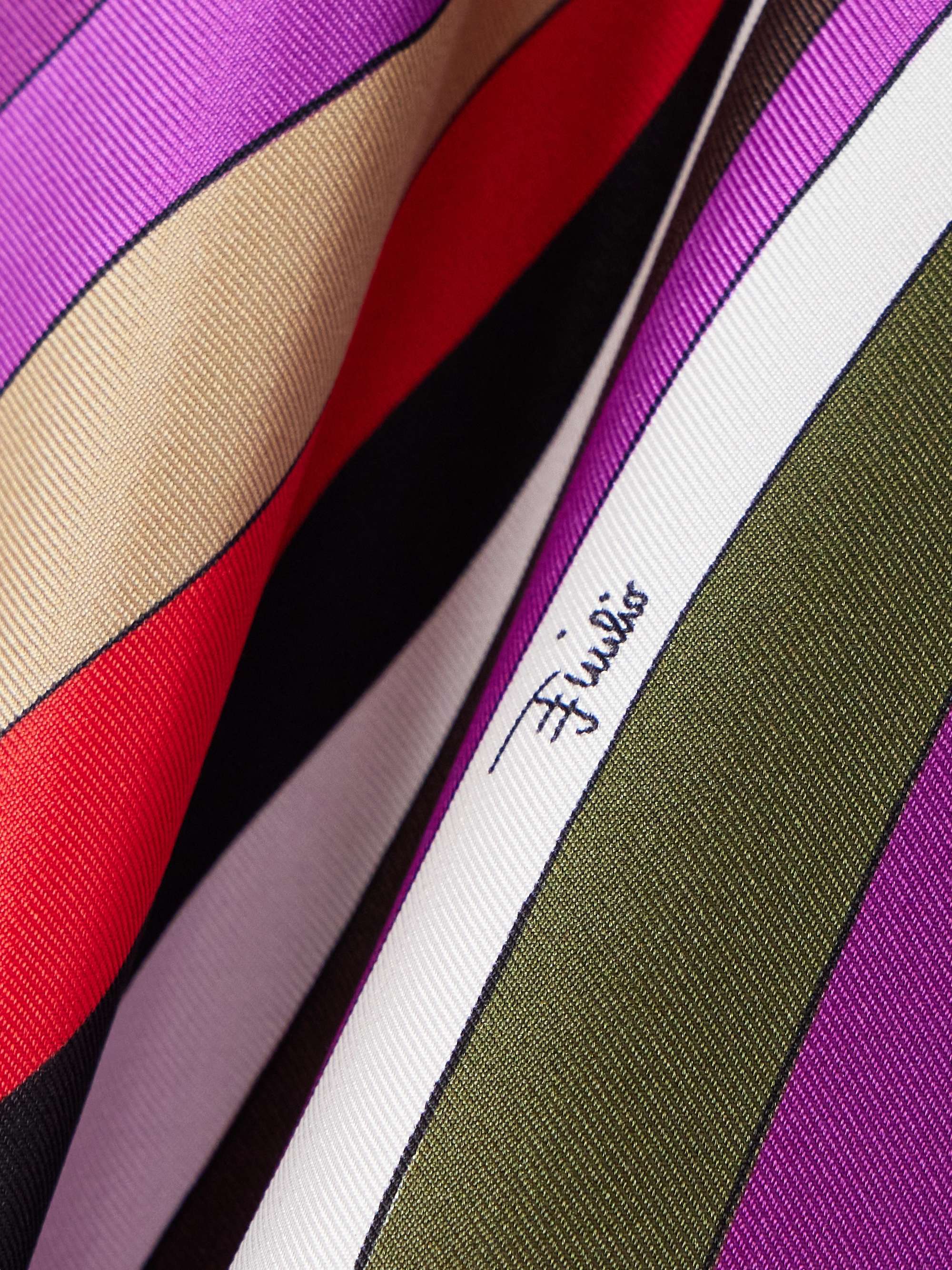 Striped silk-twill mini wrap skirt view