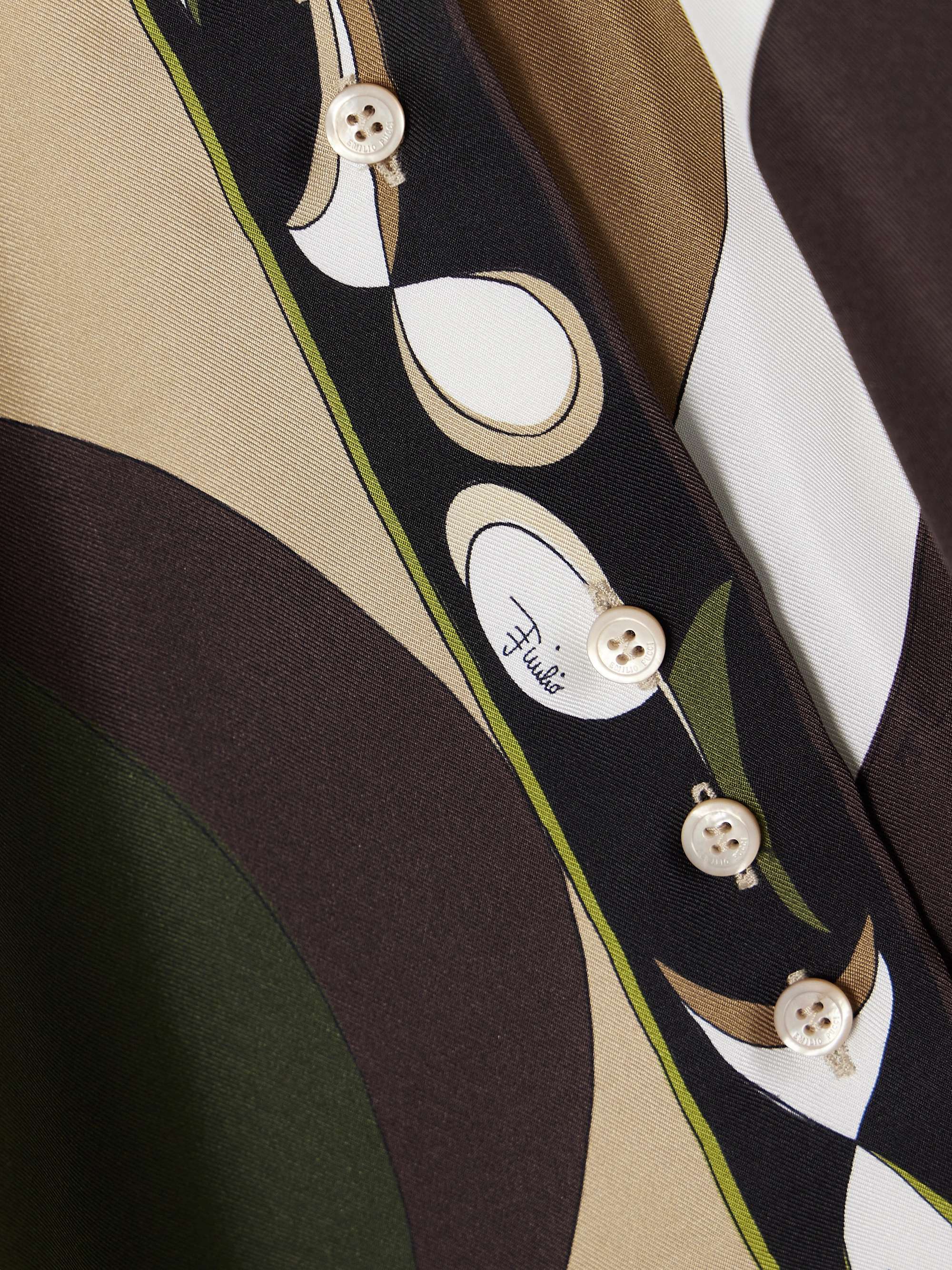 Cropped printed silk-twill shirt view