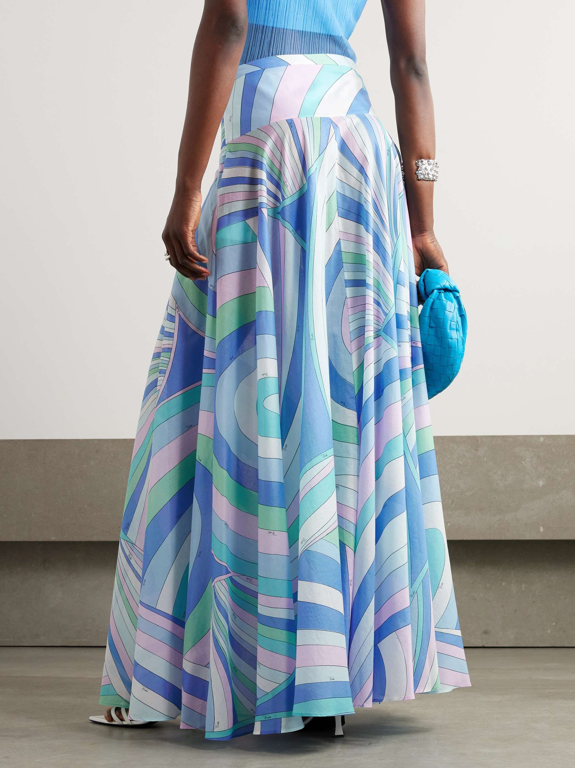 Pleated printed cotton-muslin maxi skirt view