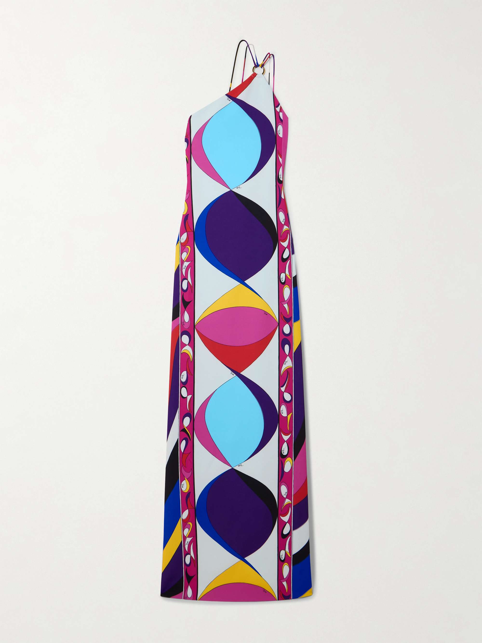 Pesci embellished one-shoulder printed cady maxi dress view