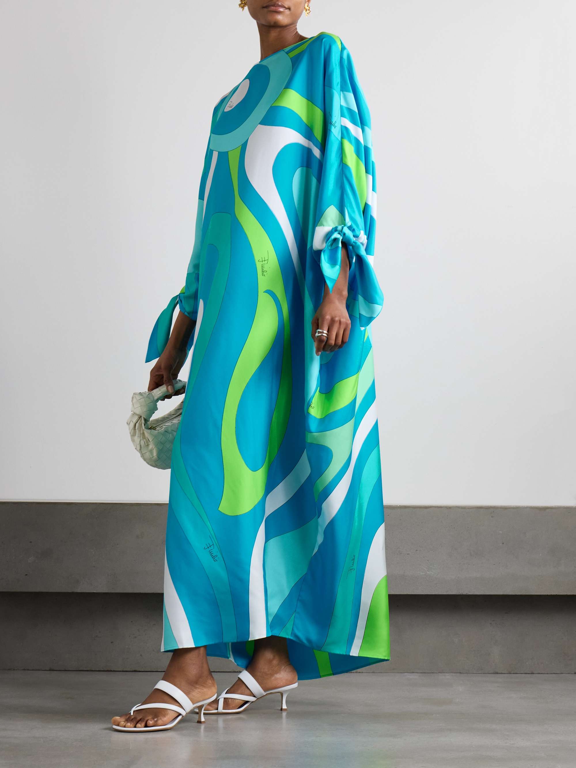 Marmo printed silk-twill kaftan view