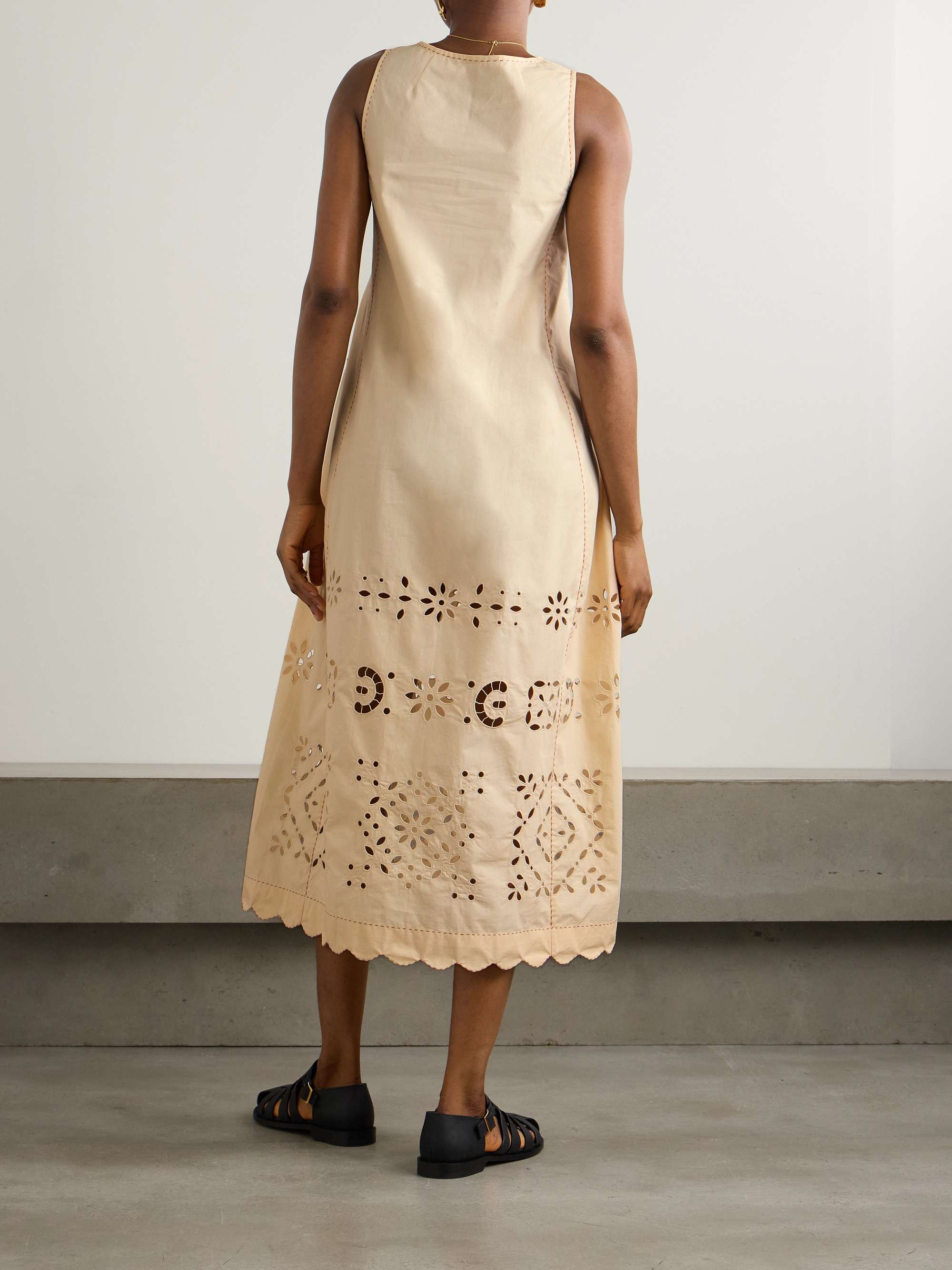 Tina scalloped broderie anglaise cotton-poplin midi dress view