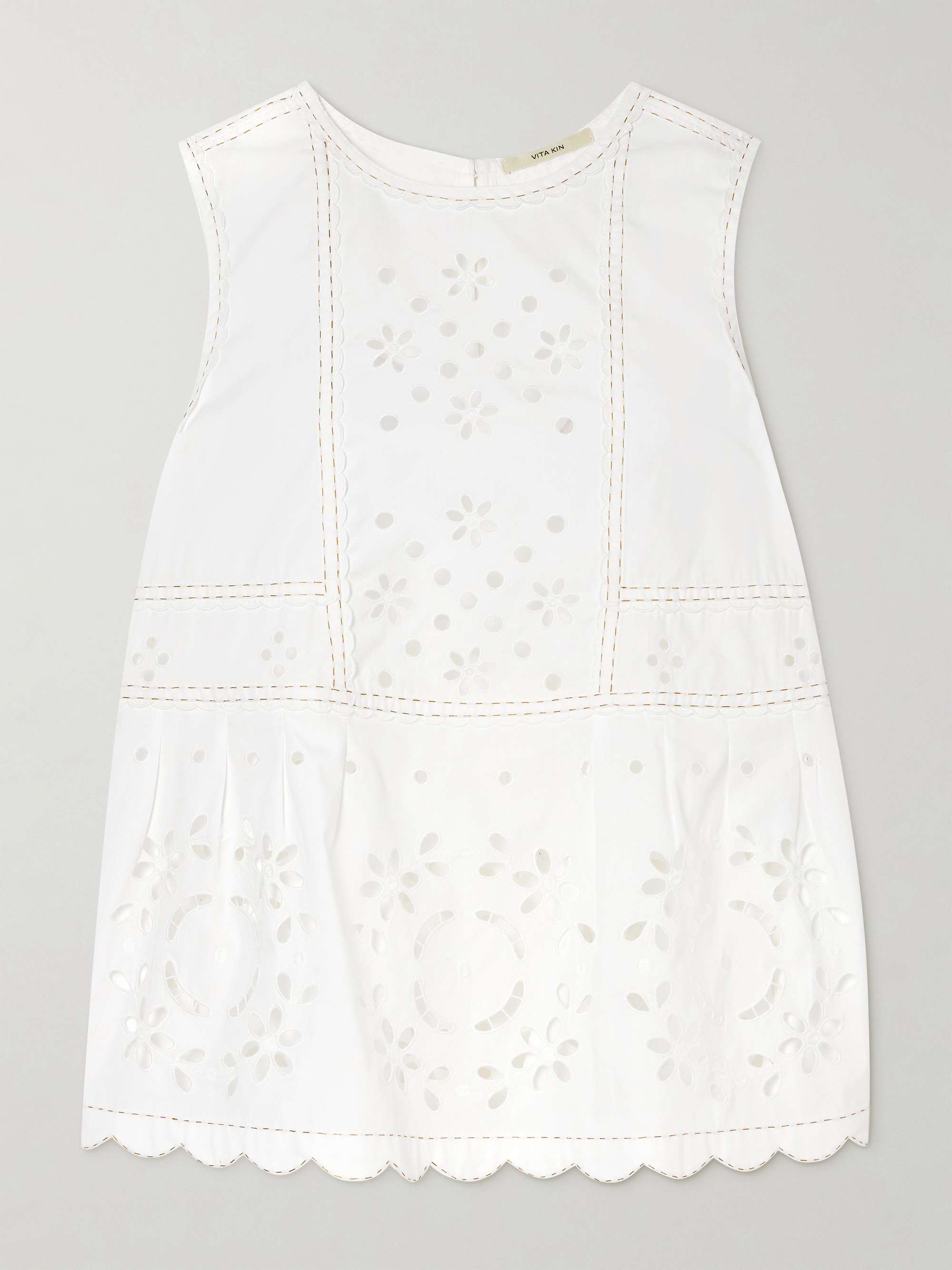 Olympia scalloped broderie anglaise cotton-poplin top view