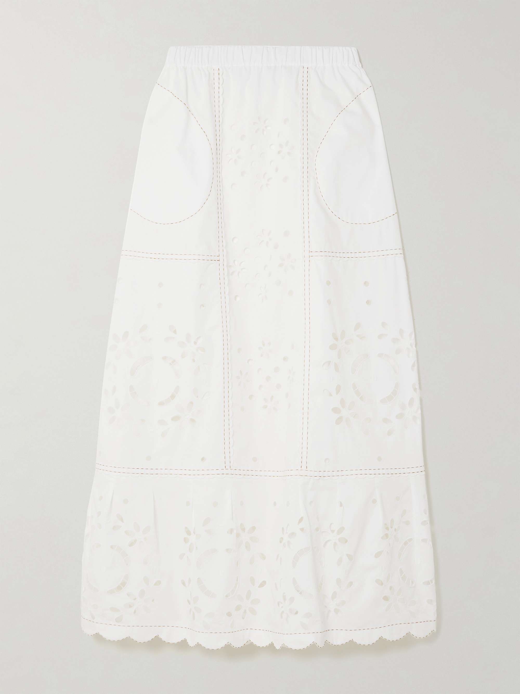 Olympia tiered scalloped broderie anglaise cotton-poplin maxi skirt view